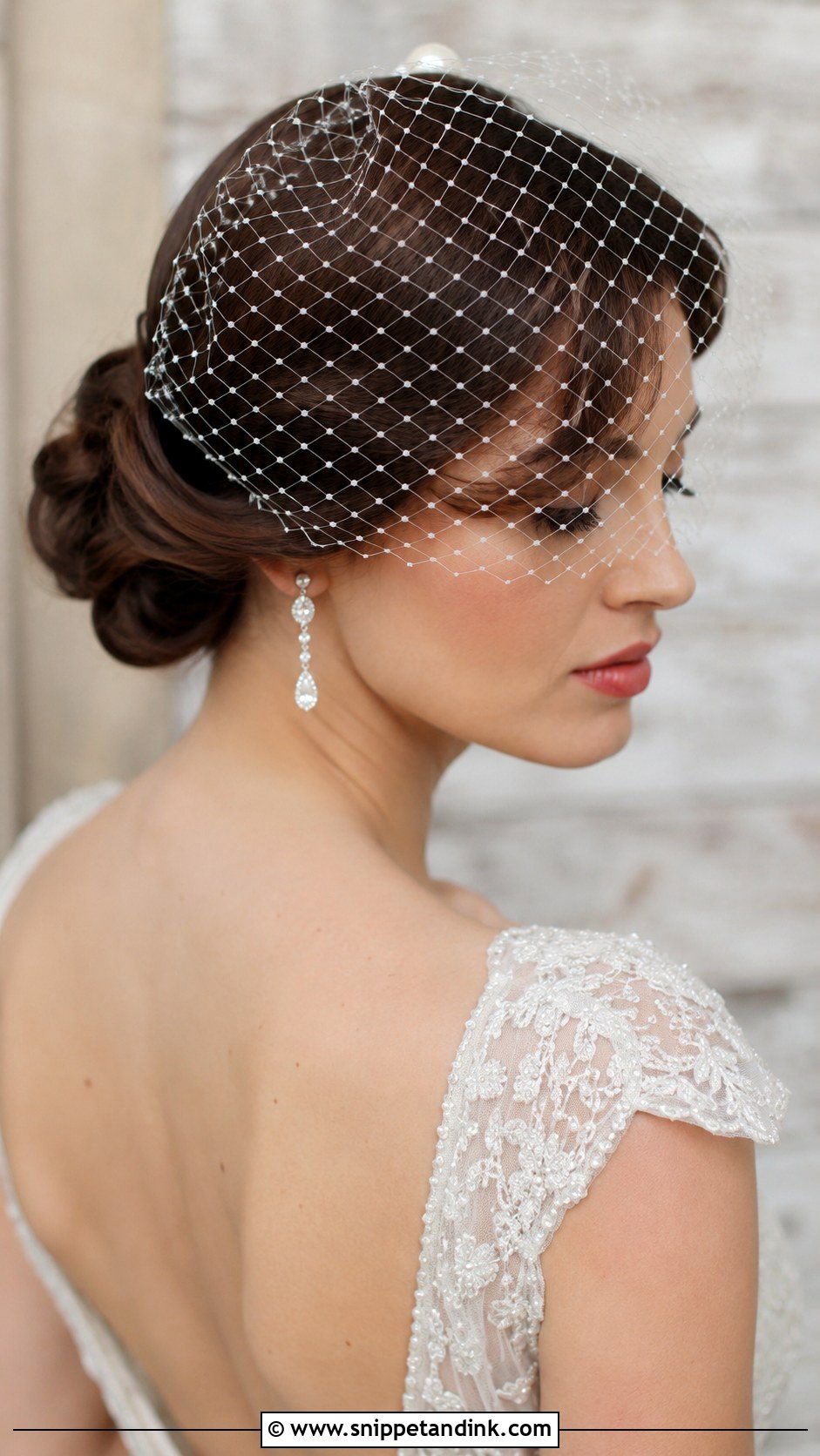 Vintage Bridal Bun with Birdcage Veil - Snippet and Ink - 25 Vintage Bridal Hair Ideas