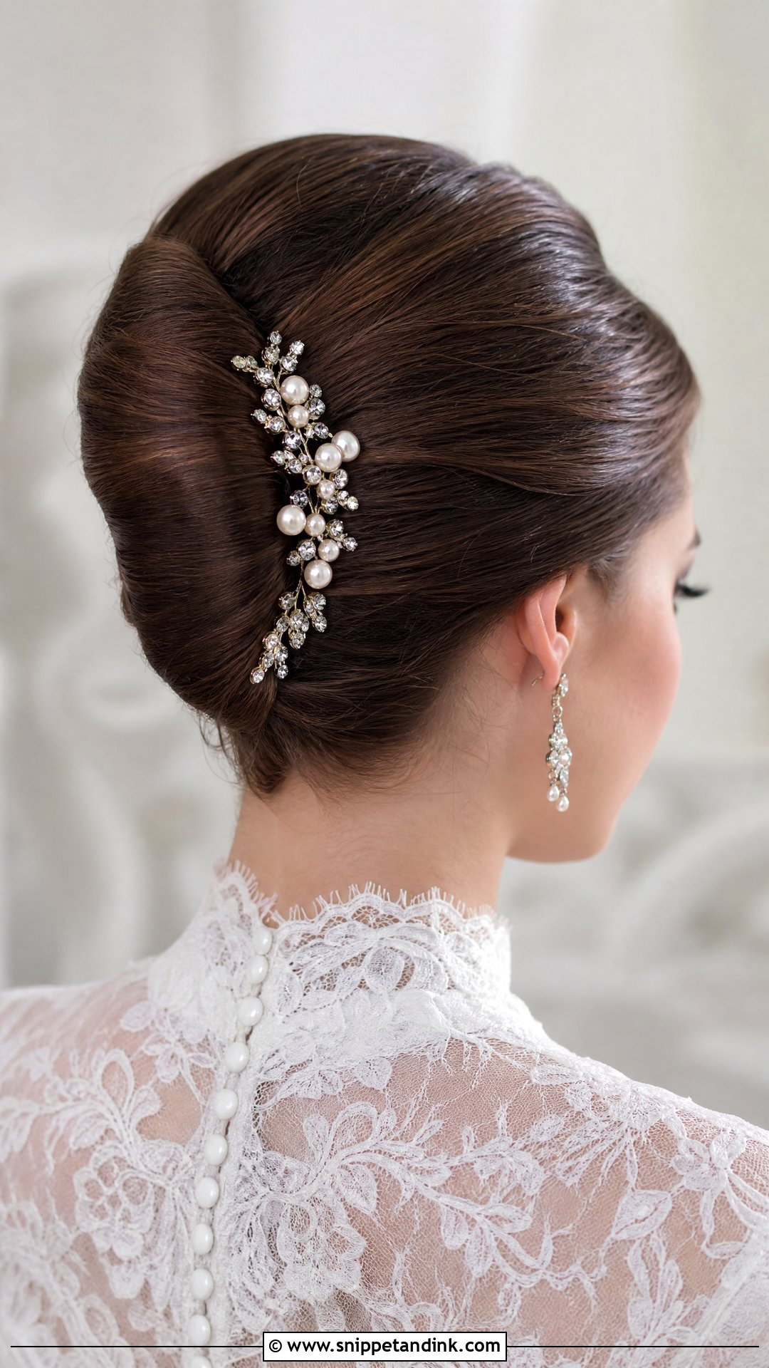 Vintage Bridal Hair Comb With French Twist - Snippet and Ink - 15 Bridal Hair Combs