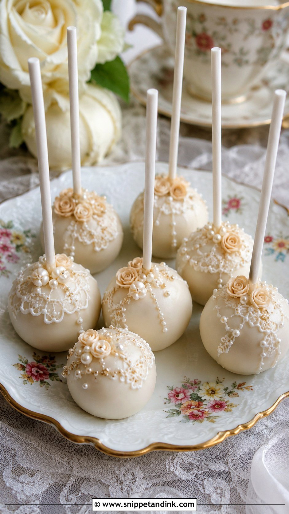 Vintage Bride Cake Pops - Snippet and Ink - 35 Bride Cake Pops