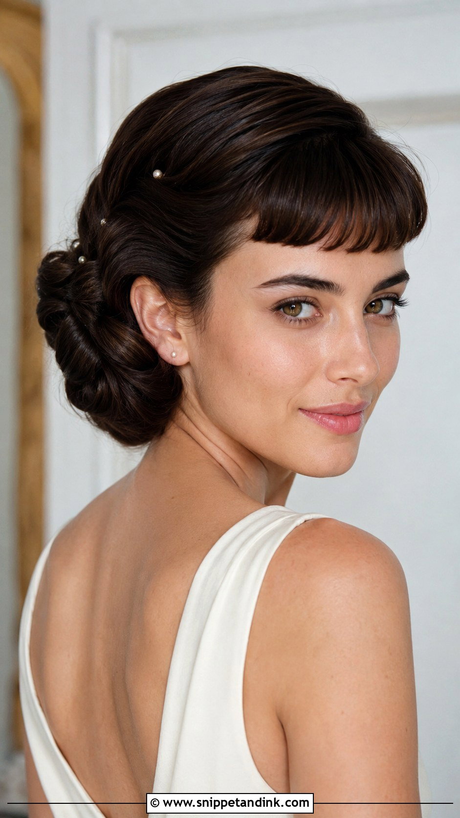 Vintage Bridesmaid Hair With Baby Bangs - Snippet and Ink - 25 Bridesmaid Hair with Bangs Ideas