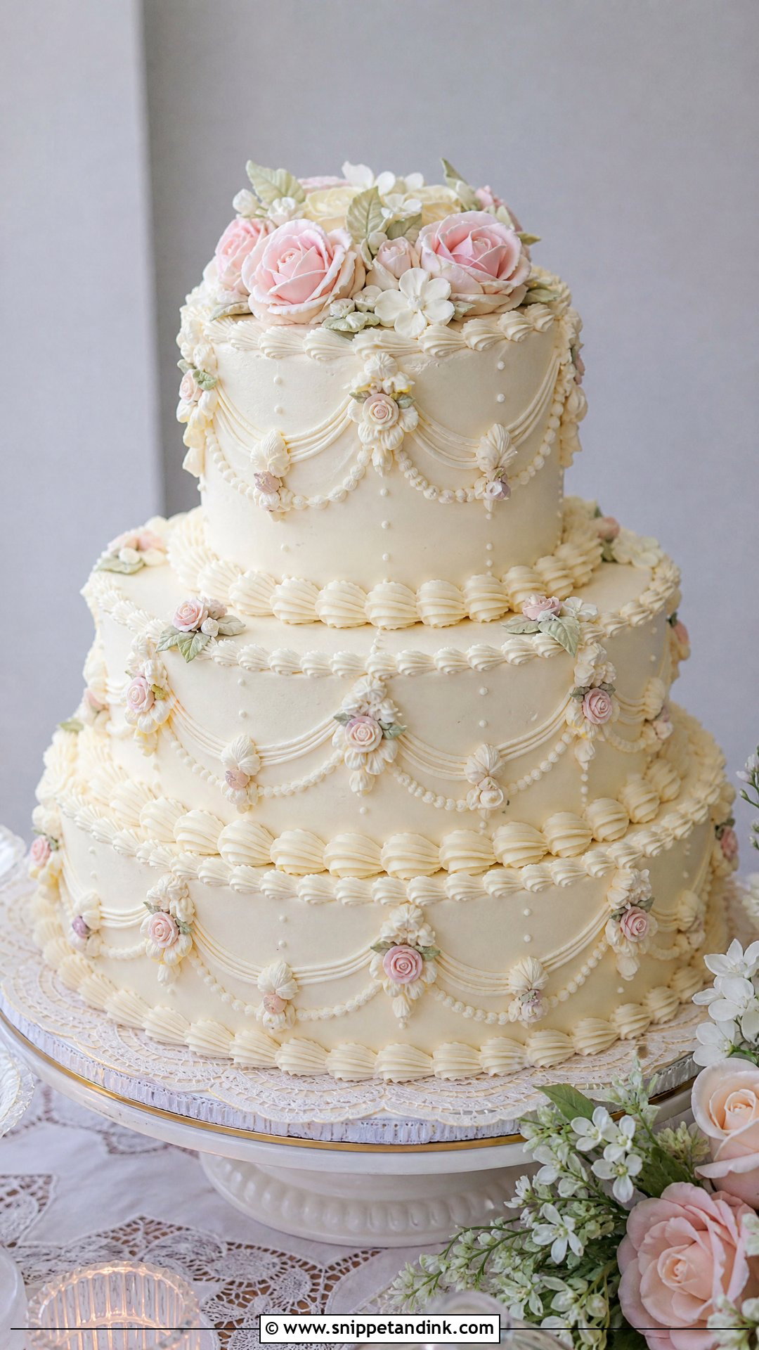 Vintage Buttercream Flower Wedding Cake - Snippet and Ink - 25 Buttercream Flower Cake Ideas for Wedding