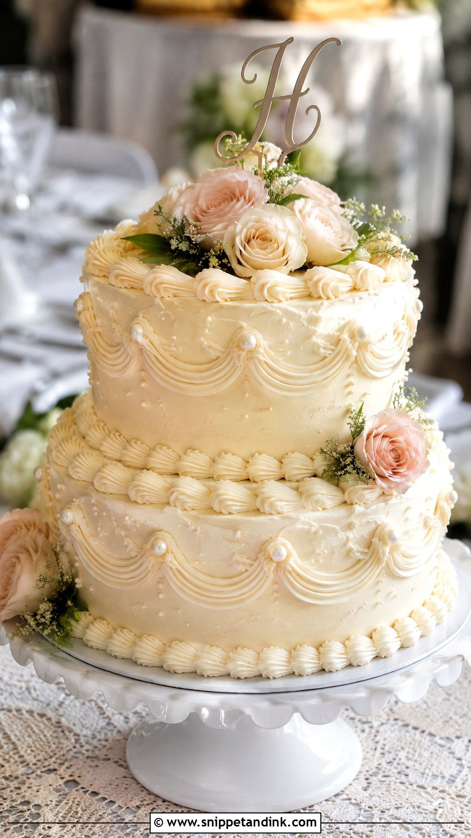 Vintage Buttercream Wedding Cake - Snippet and Ink - 20 Non Fondant Wedding Cakes