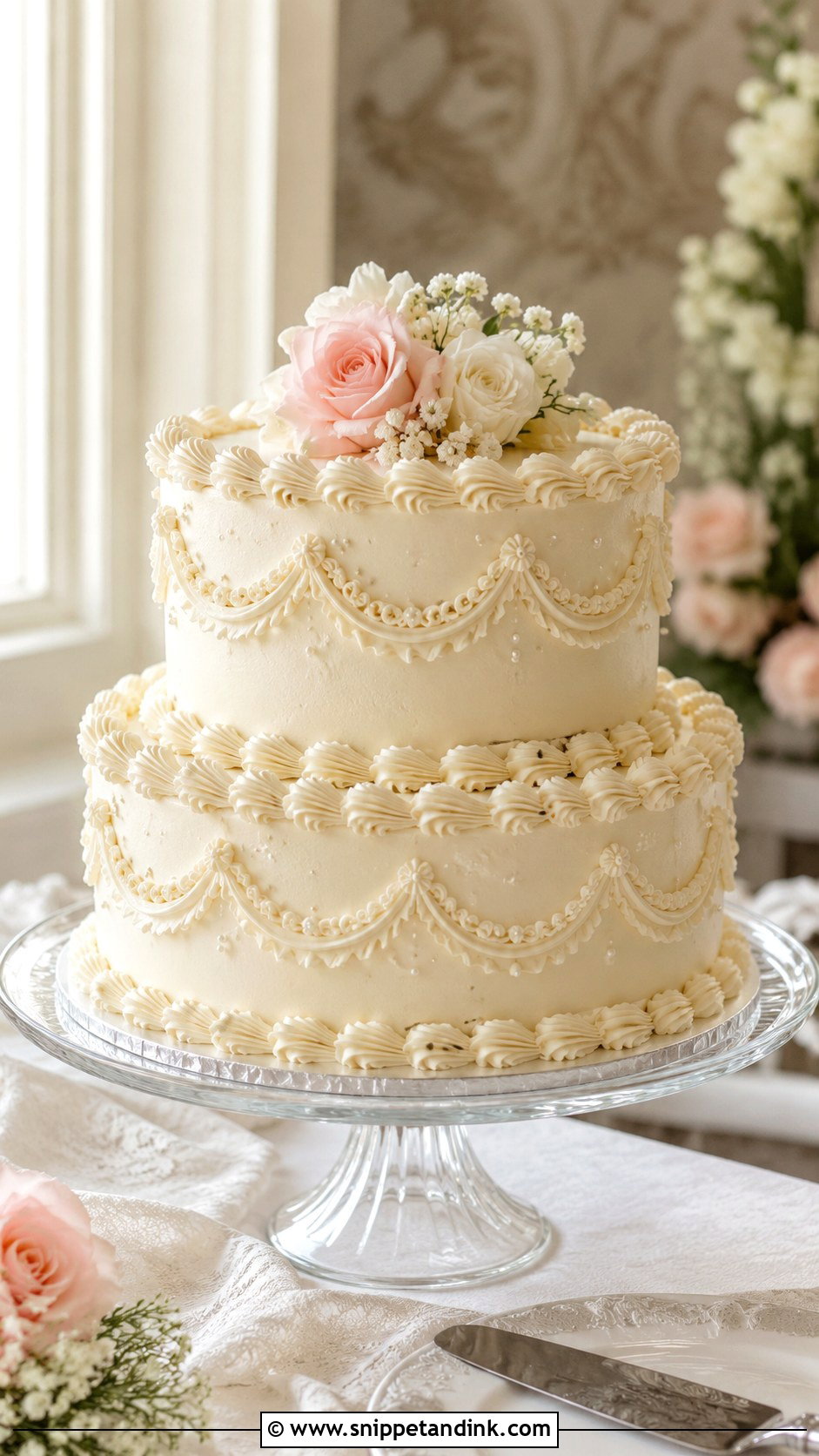 Vintage Buttercream Wedding Cake - Snippet and Ink - 20 Simple Beautiful Wedding Cakes