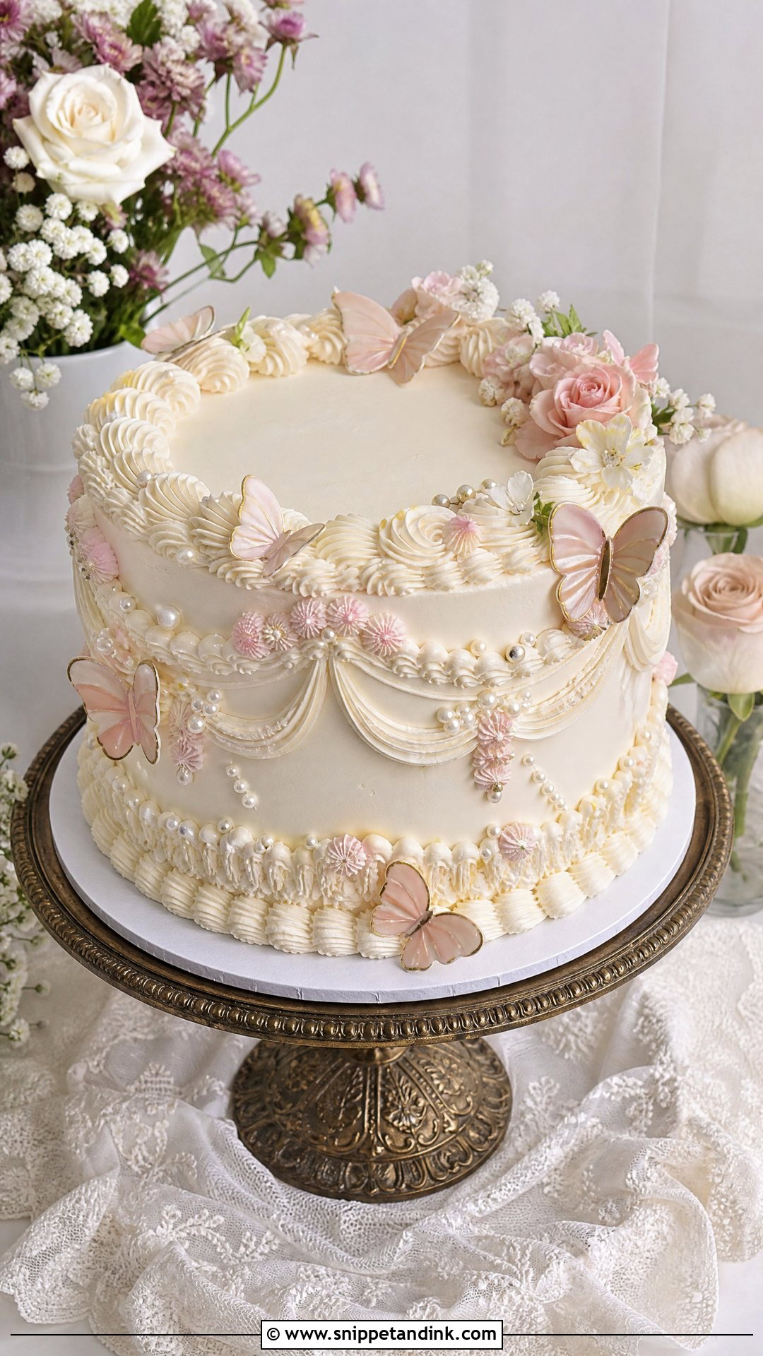 Vintage Butterfly Wedding Cake - Snippet and Ink - 25 Butterfly Cake Design Ideas for Wedding