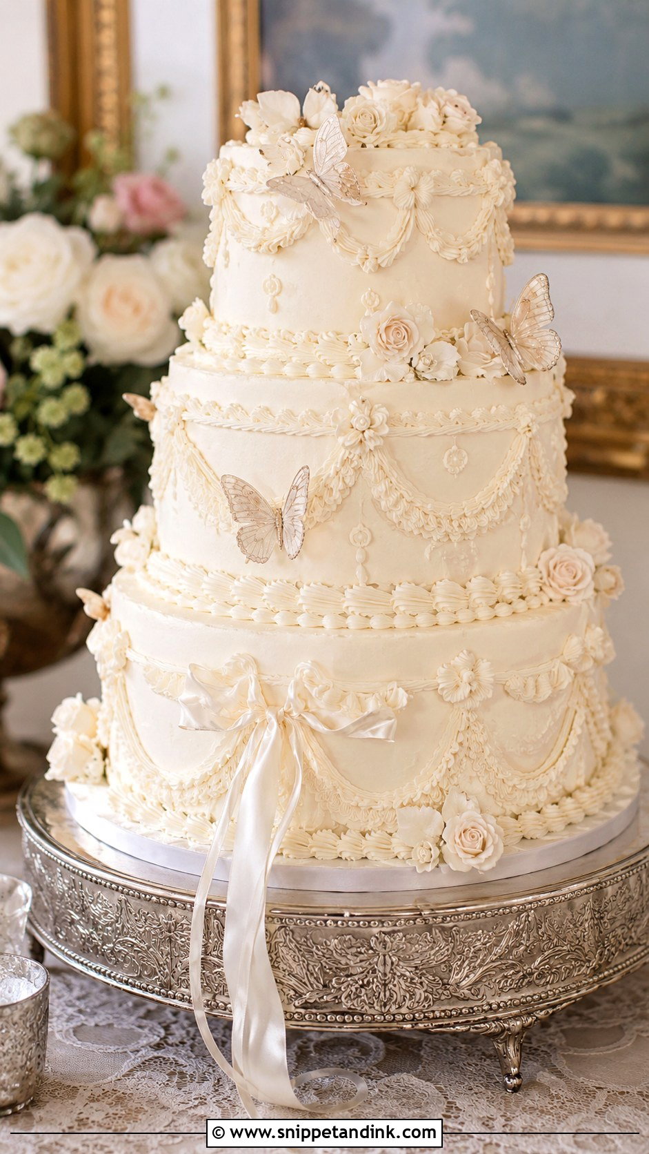 Vintage Butterfly Wedding Cake - Snippet and Ink - 20 Cake Ideas with Butterfly for Wedding