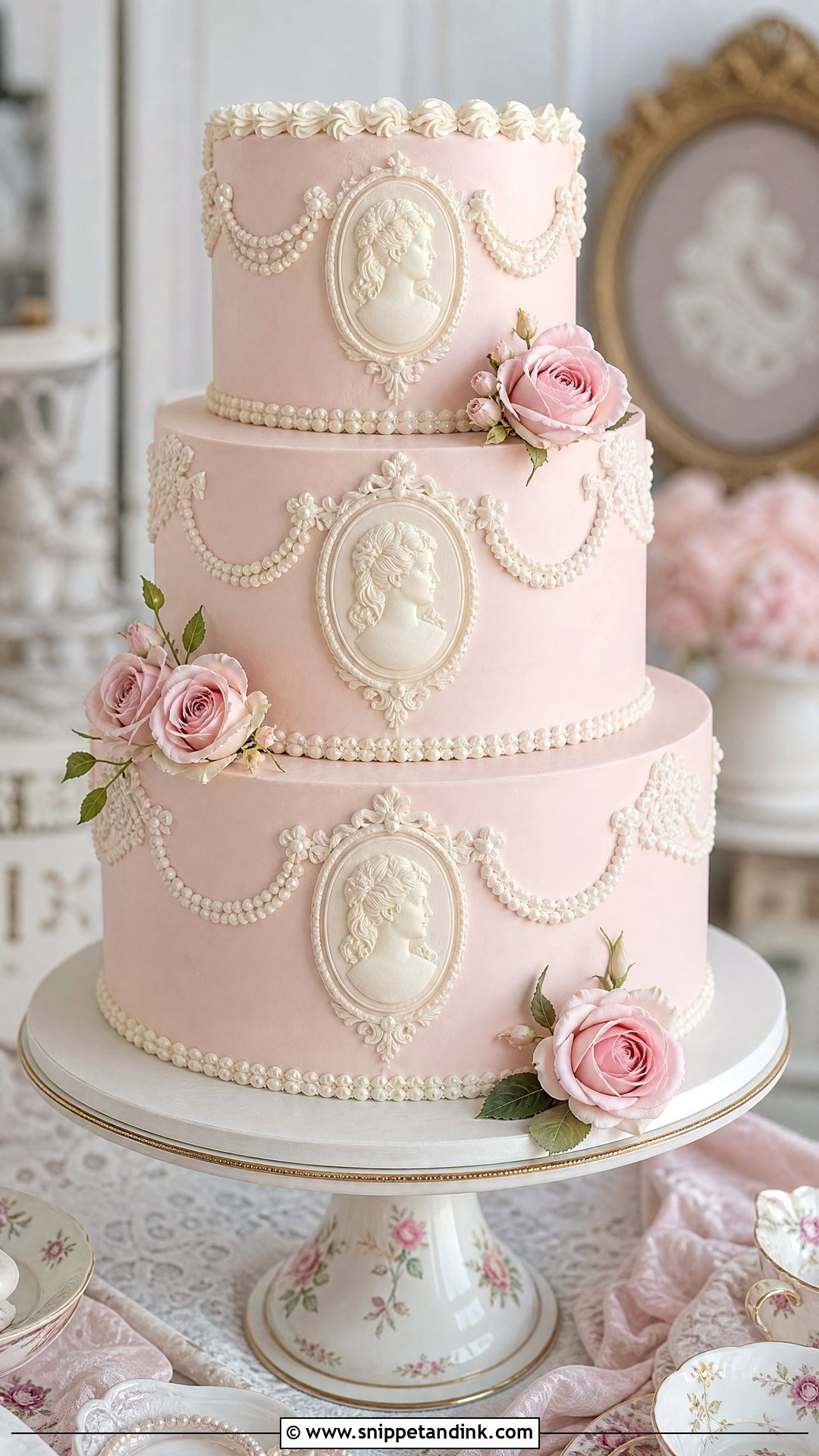 Vintage Cameo Wedding Cake - Snippet and Ink - 30 Vintage Wedding Cake Ideas