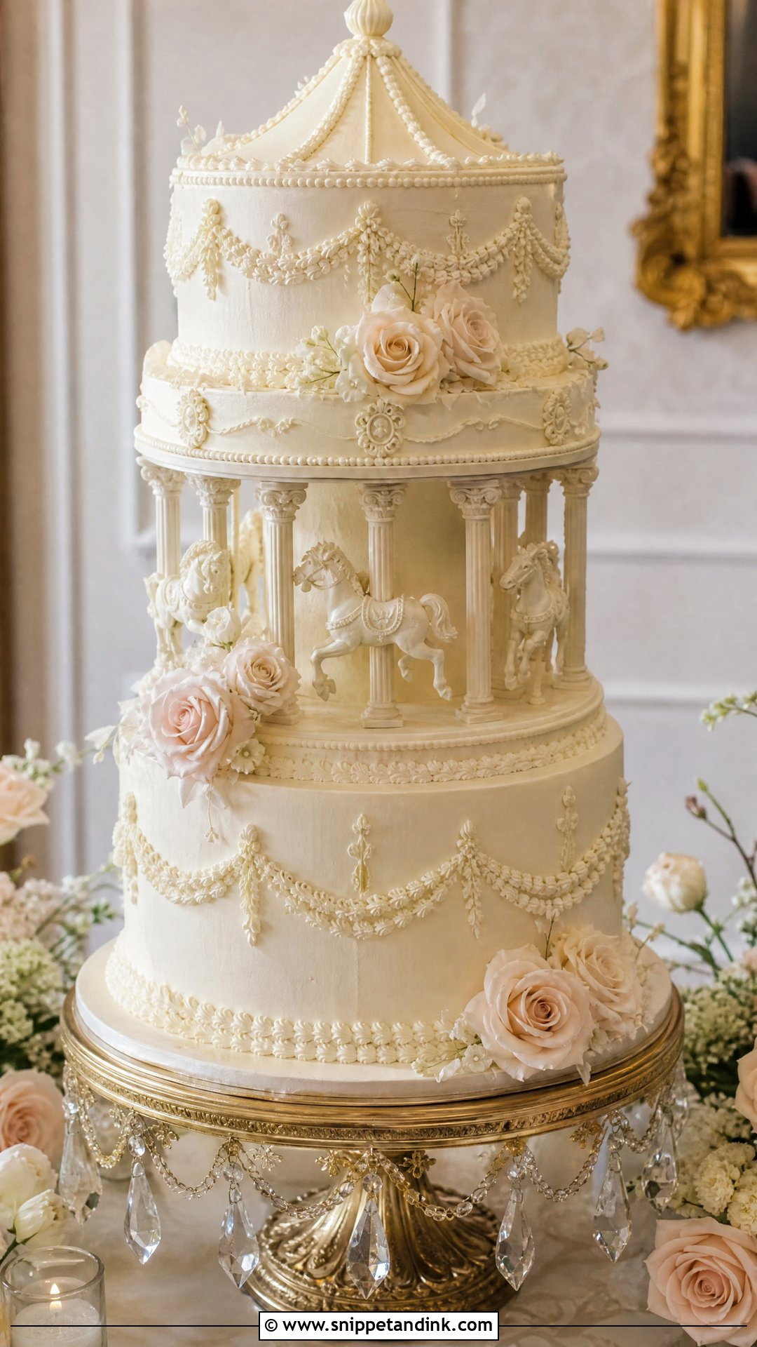 Vintage Carousel Wedding Cake - Snippet and Ink - 30 Carousel Cake Ideas for Wedding