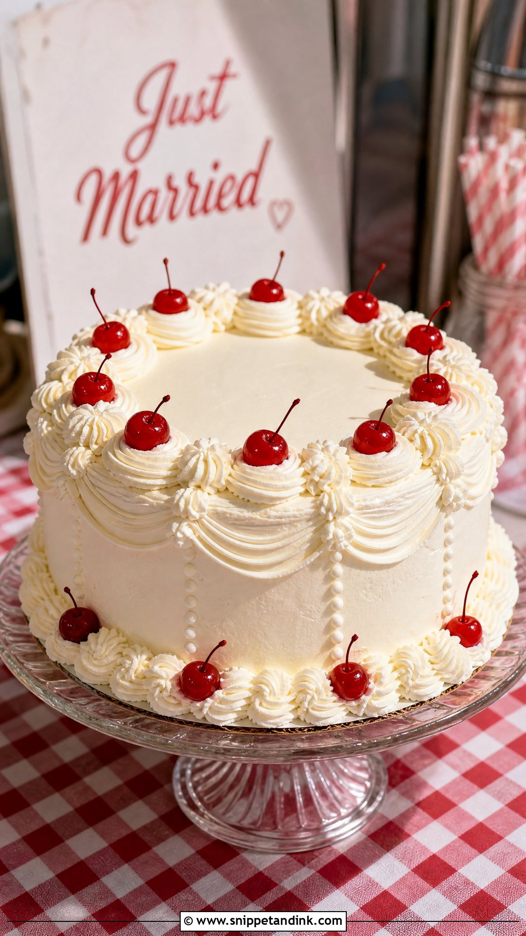 Vintage Cherry Wedding Cake - Snippet and Ink - 30 Vintage Wedding Cake Ideas