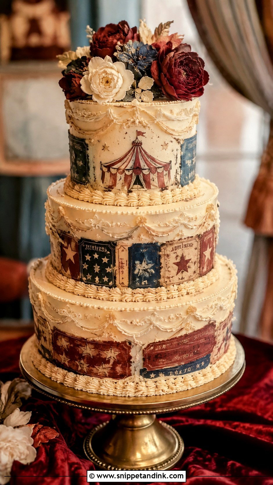 Vintage Circus Wedding Cake - Snippet and Ink - 20 Circus Wedding Cake Ideas