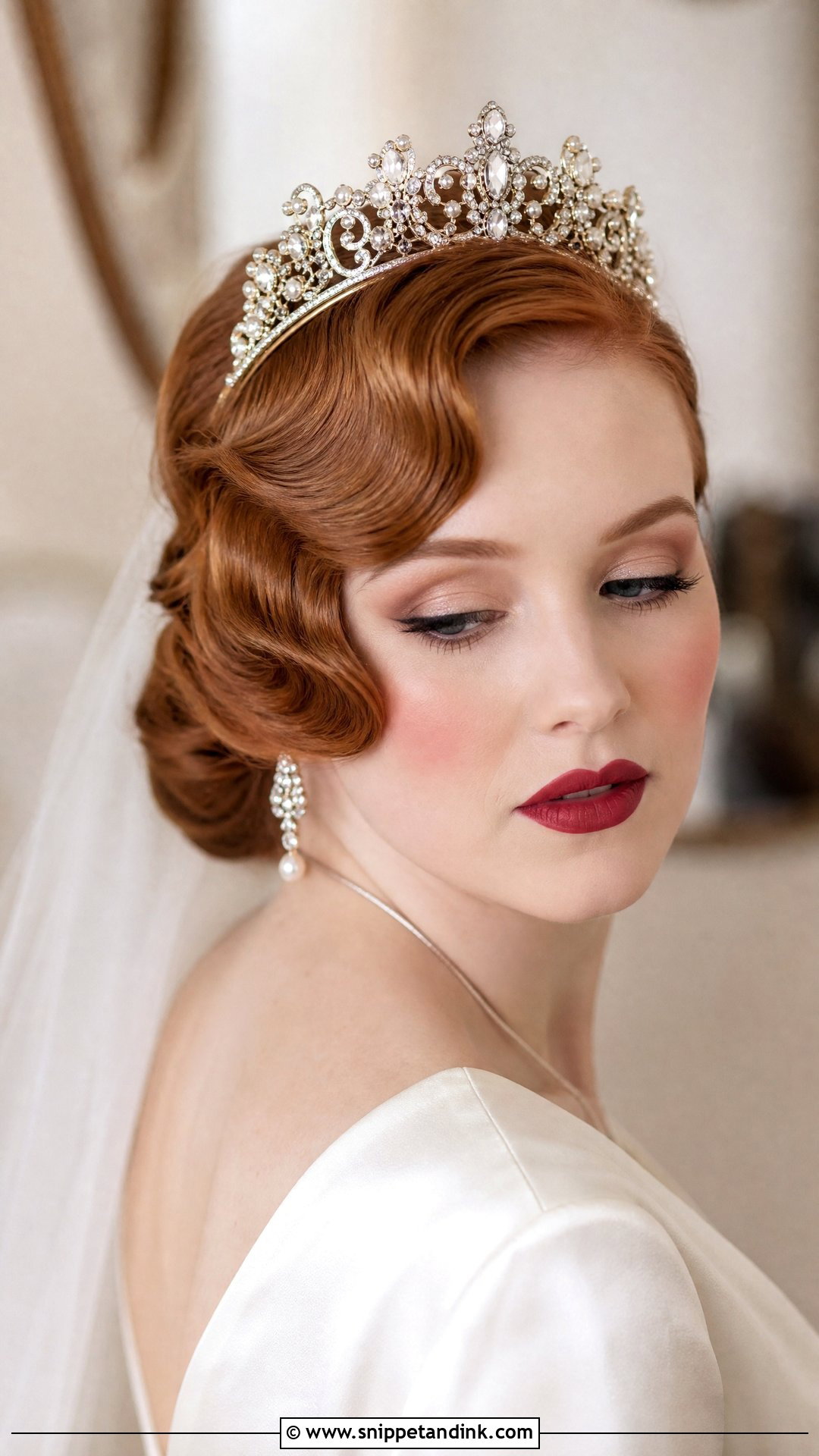 Vintage Crown With Finger Waves - Snippet and Ink - 15 Bride Hair Crown Ideas