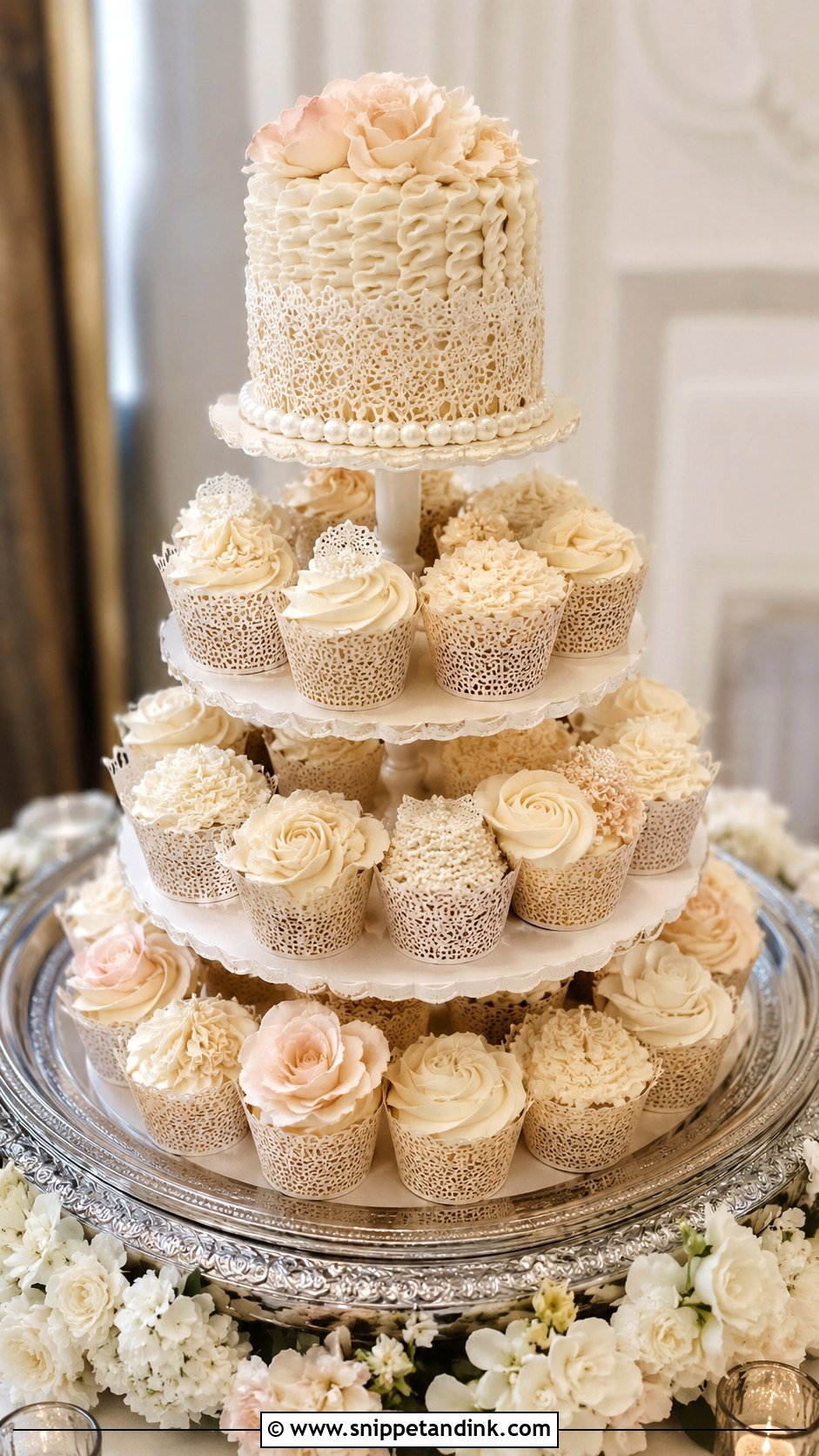 Vintage Cupcake Wedding Cake Tower - Snippet and Ink - 25 Elegant Cupcake Wedding Cake Ideas