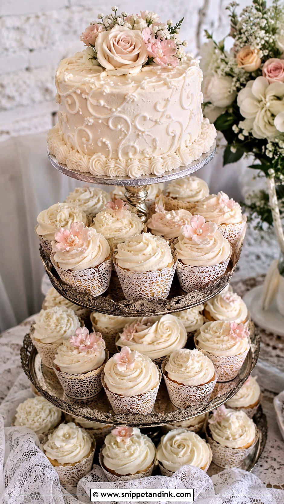 Vintage Cupcake Wedding Cake - Snippet and Ink - 20 Cupcake Wedding Cake Ideas
