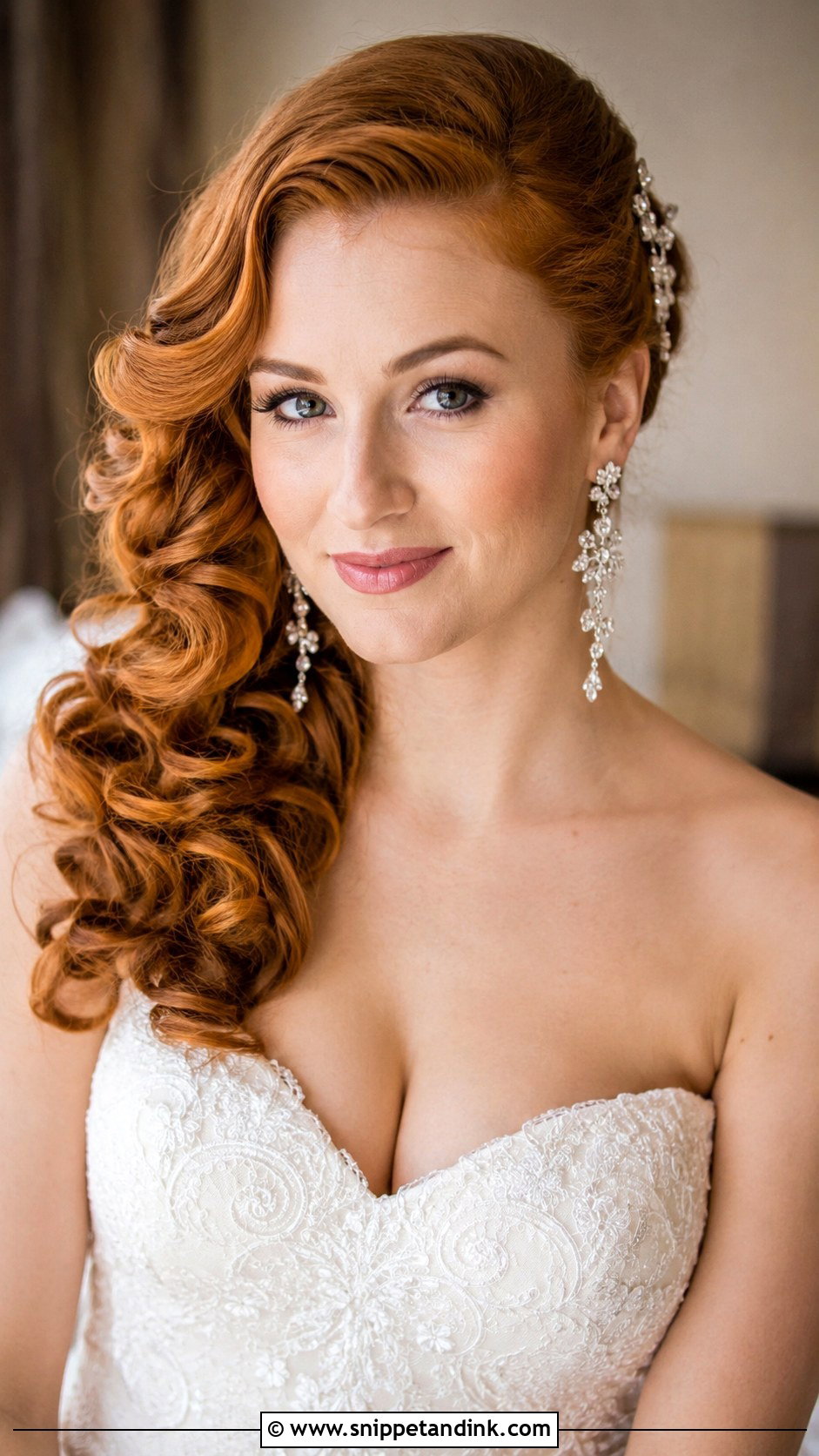 Vintage Curls Swept To One Side - Snippet and Ink - 20 Down Do Wedding Hair Ideas