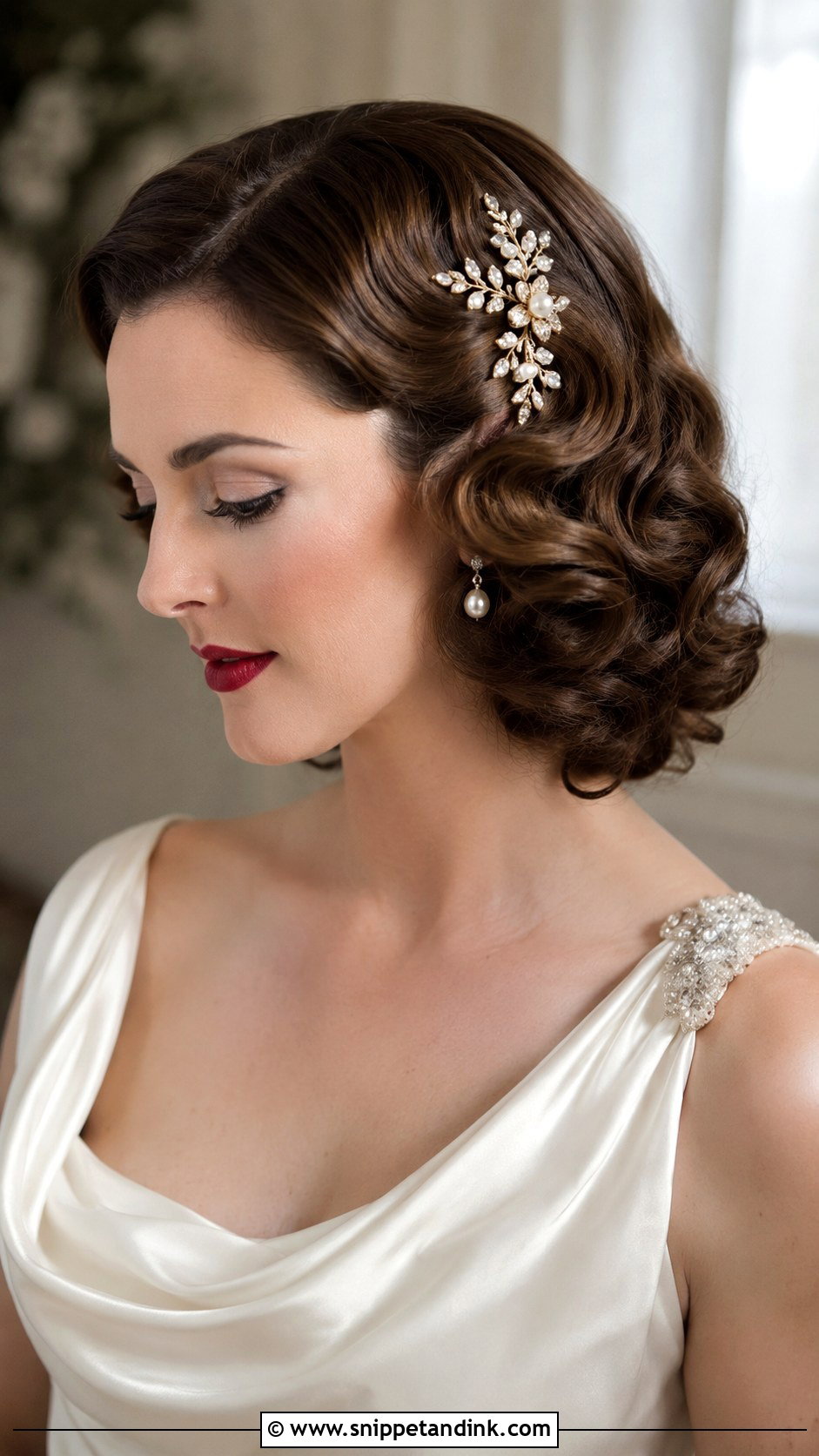 Vintage Curls Wedding Hairstyle for Medium Hair - Snippet and Ink - 20 Medium Bridal Hair Ideas