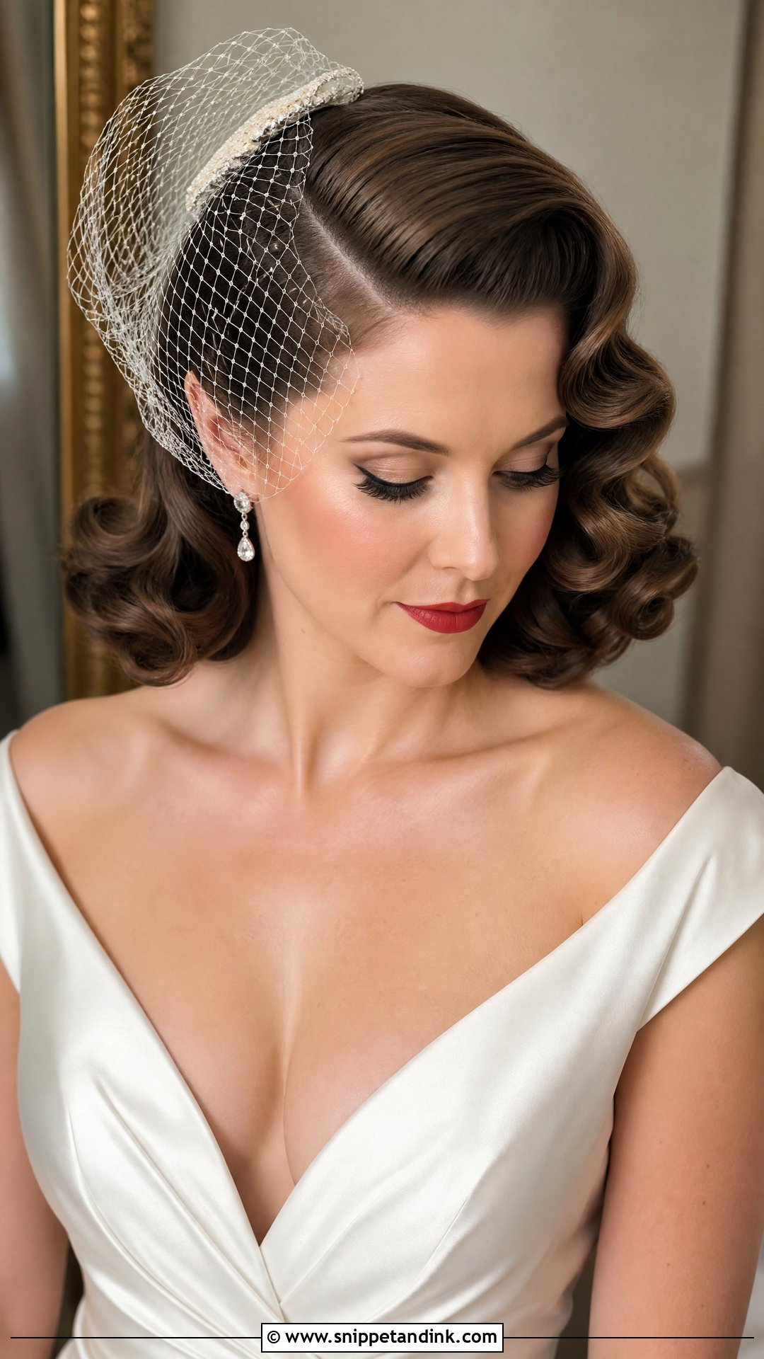 Vintage Curls Wedding Hairstyle for Shoulder Length Hair - Snippet and Ink - 20 Shoulder Length Hair Wedding Styles