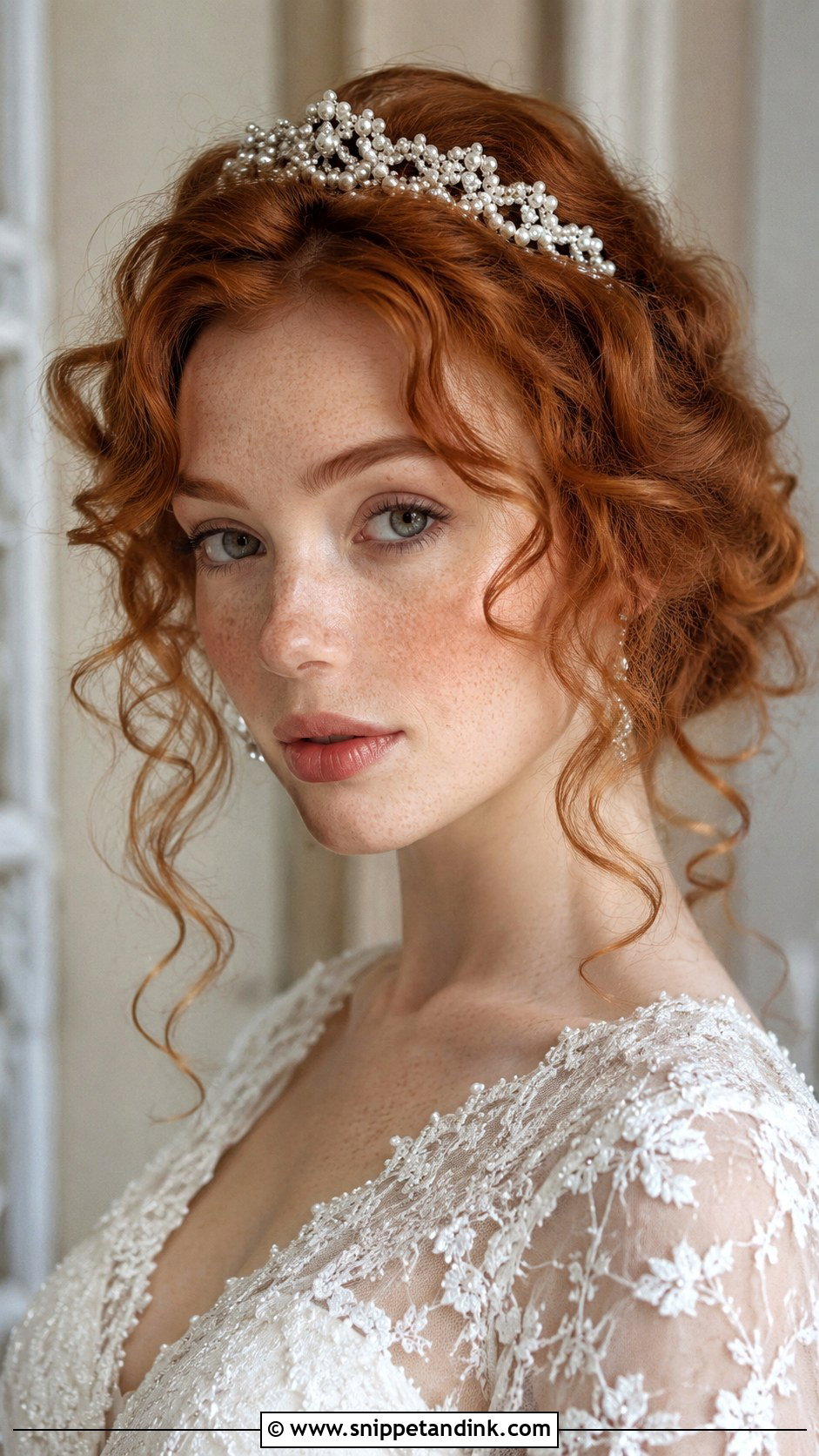 Vintage Curls With Pearl Tiara - Snippet and Ink - 20 Wedding Hair with Crown Ideas