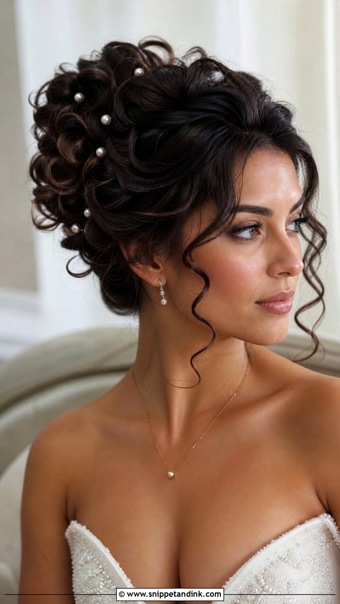 Vintage Curly Updo With Pearls - Snippet and Ink - 20 Curly Hairstyles for Weddings