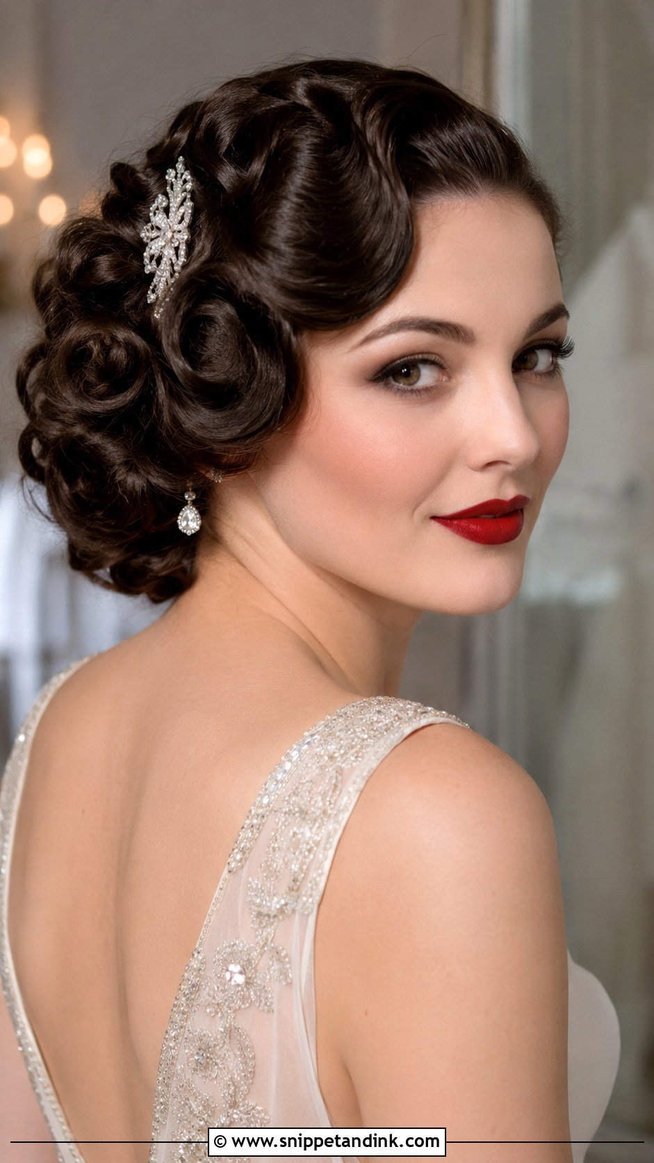 Vintage Curly Wedding Hairstyle - Snippet and Ink - 30 Curly Hair Wedding Ideas