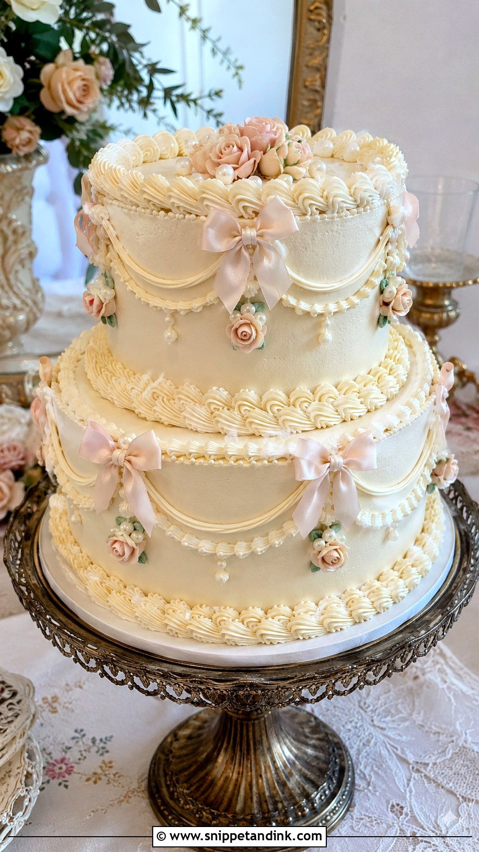 Vintage Double Decker Wedding Cake - Snippet and Ink - 20 Double Decker Cake Design Ideas for Wedding