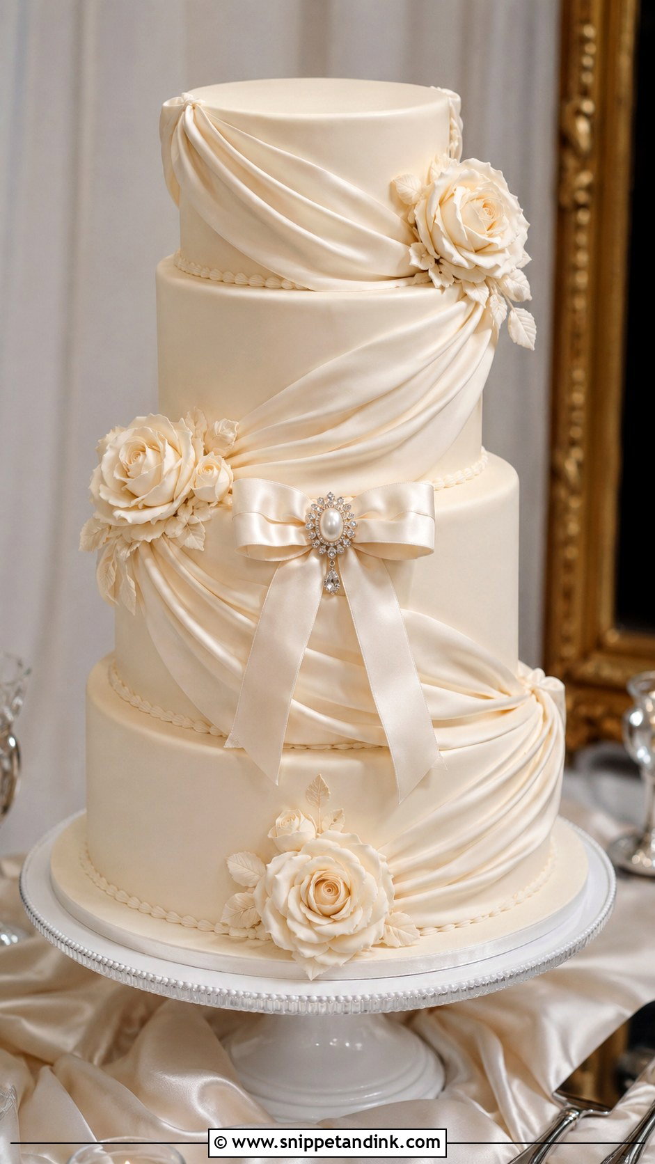Vintage Draped Wedding Cake - Snippet and Ink - 20 Elegant Vintage Wedding Cakes
