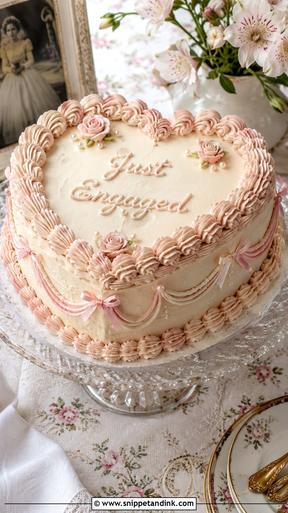 Vintage Engagement Cake - Snippet and Ink - 20 Engagement Cake Images