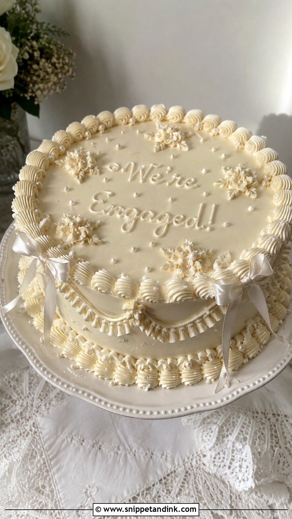 Vintage Engagement Cake - Snippet and Ink - 20 Engagement Theme Cake Ideas