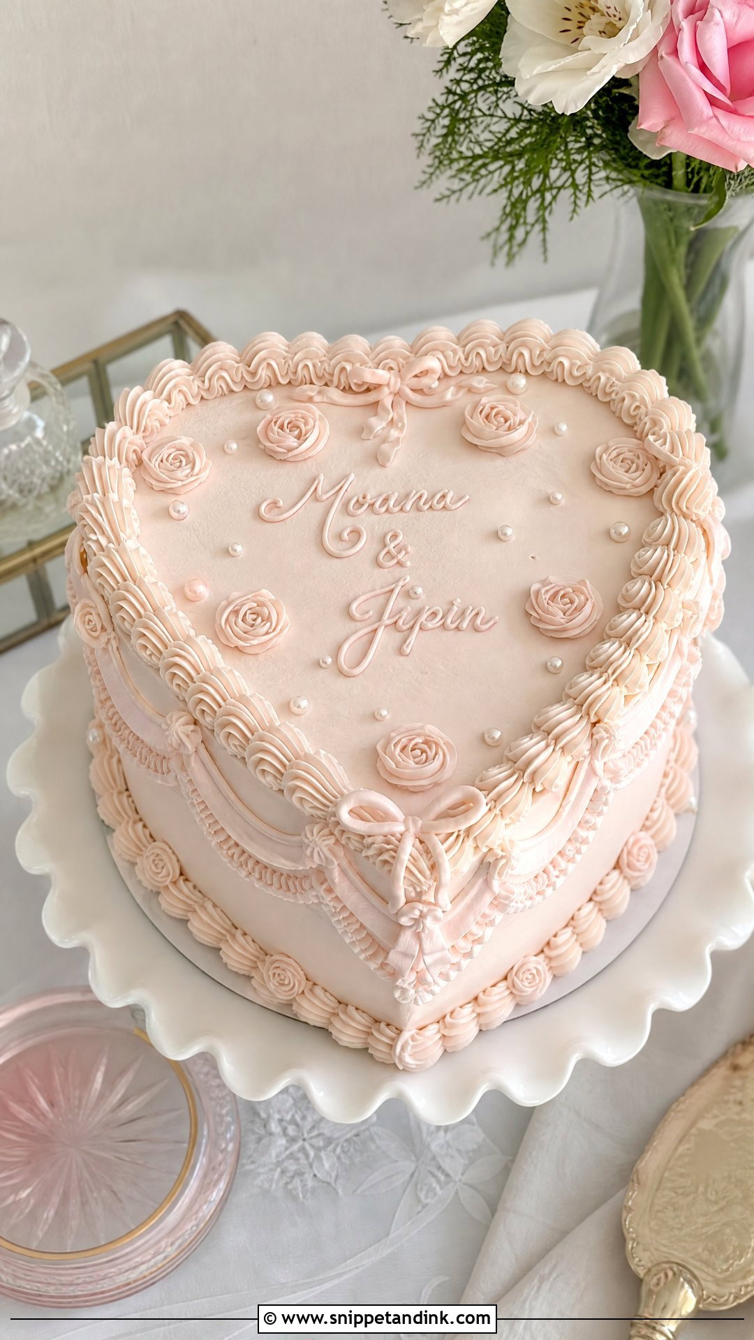 Vintage Engagement Cake - Snippet and Ink - 20 Simple Engagement Cake Designs