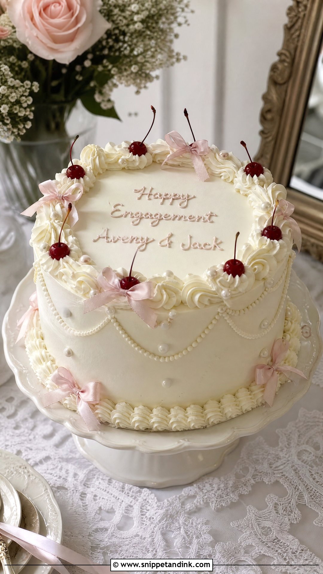 Vintage Engagement Cake - Snippet and Ink - 25 Unique Engagement Cake Designs