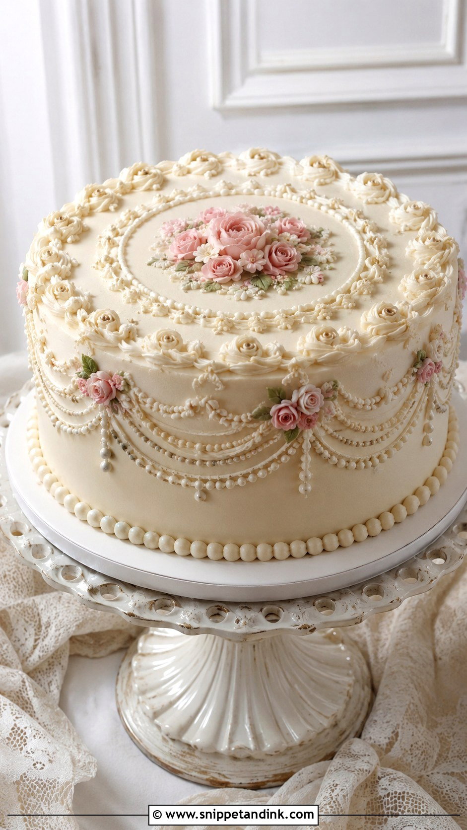 Vintage Engagement Cake - Snippet and Ink - 20 Classy Engagement Cake Designs