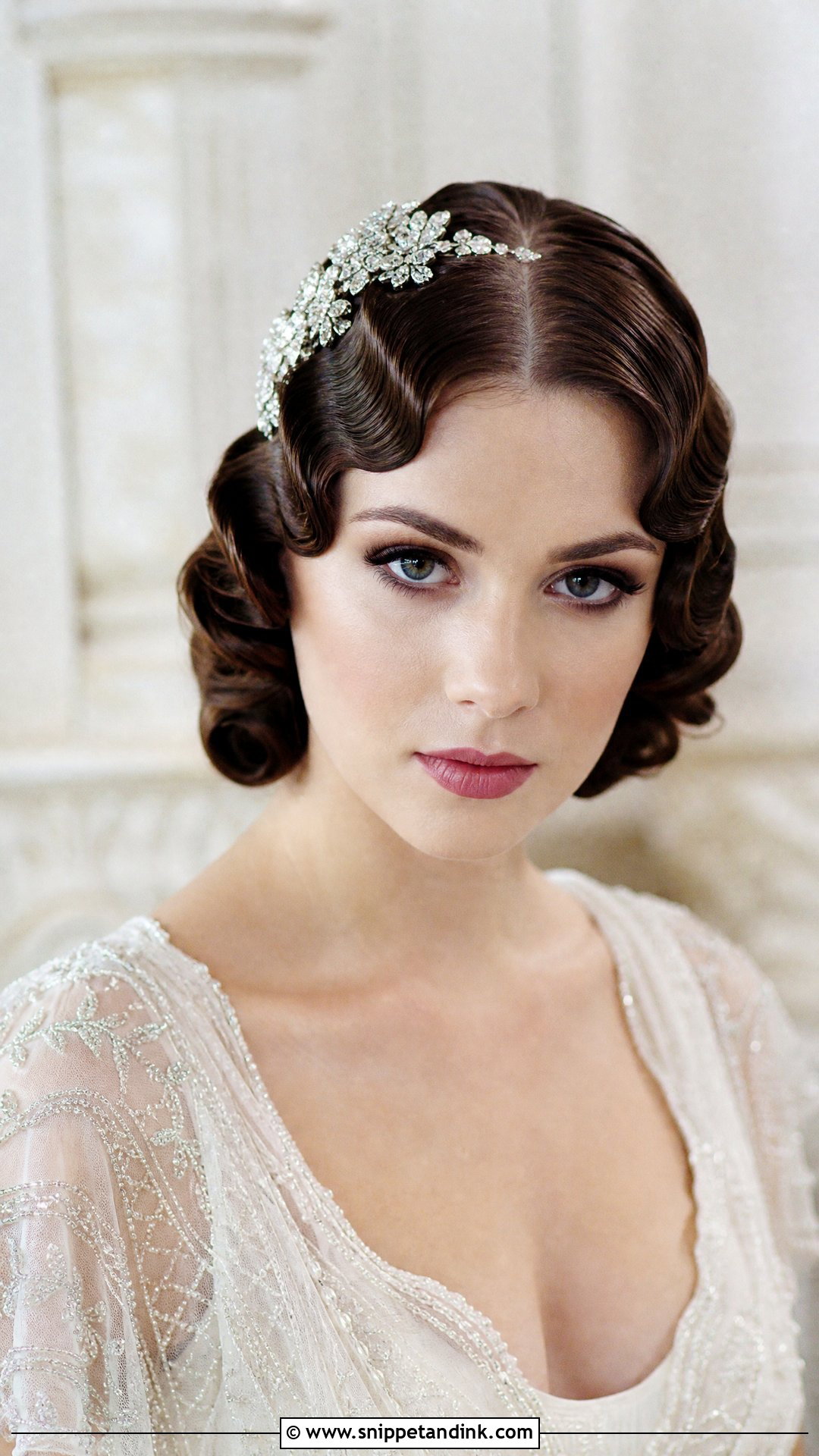 Vintage Finger Wave Hollywood Style Middle Part - Snippet and Ink - 20 Hollywood Waves Wedding Middle Part