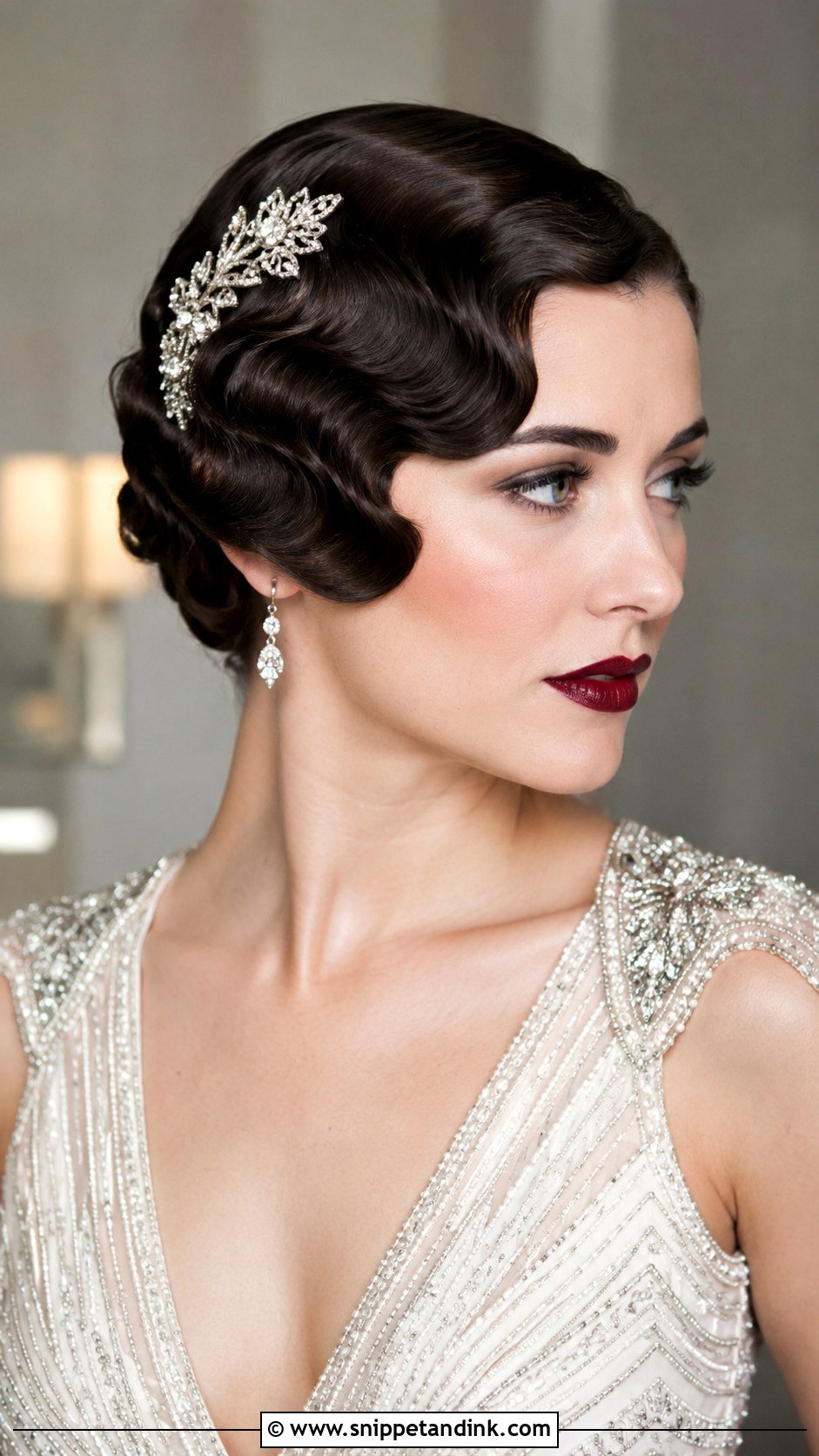 Vintage Finger Wave Pixie - Snippet and Ink - 25 Pixie Bridal Hair Ideas