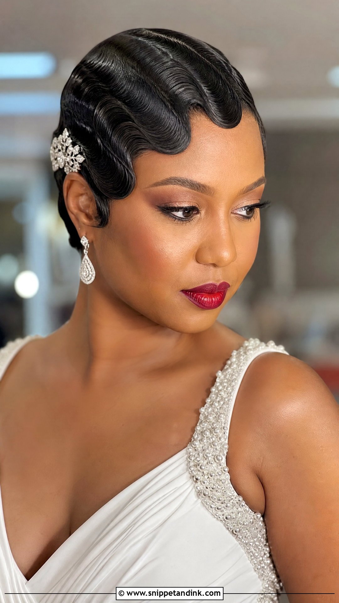Vintage Finger Waves - Snippet and Ink - 30 Black Bridal Hairstyles