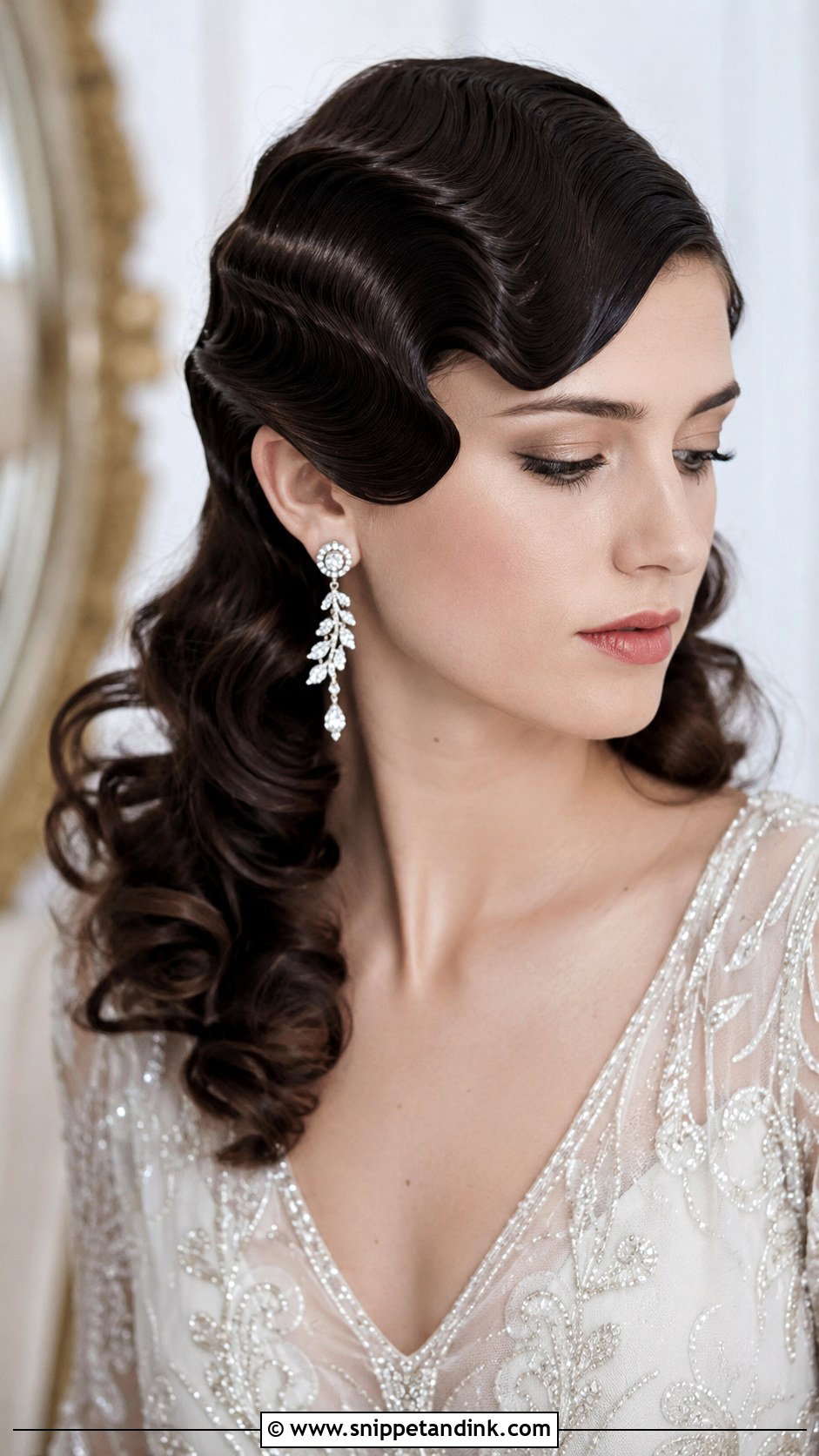 Vintage Finger Waves Meet Loose Curls - Snippet and Ink - 20 Long Wavy Wedding Hair Ideas