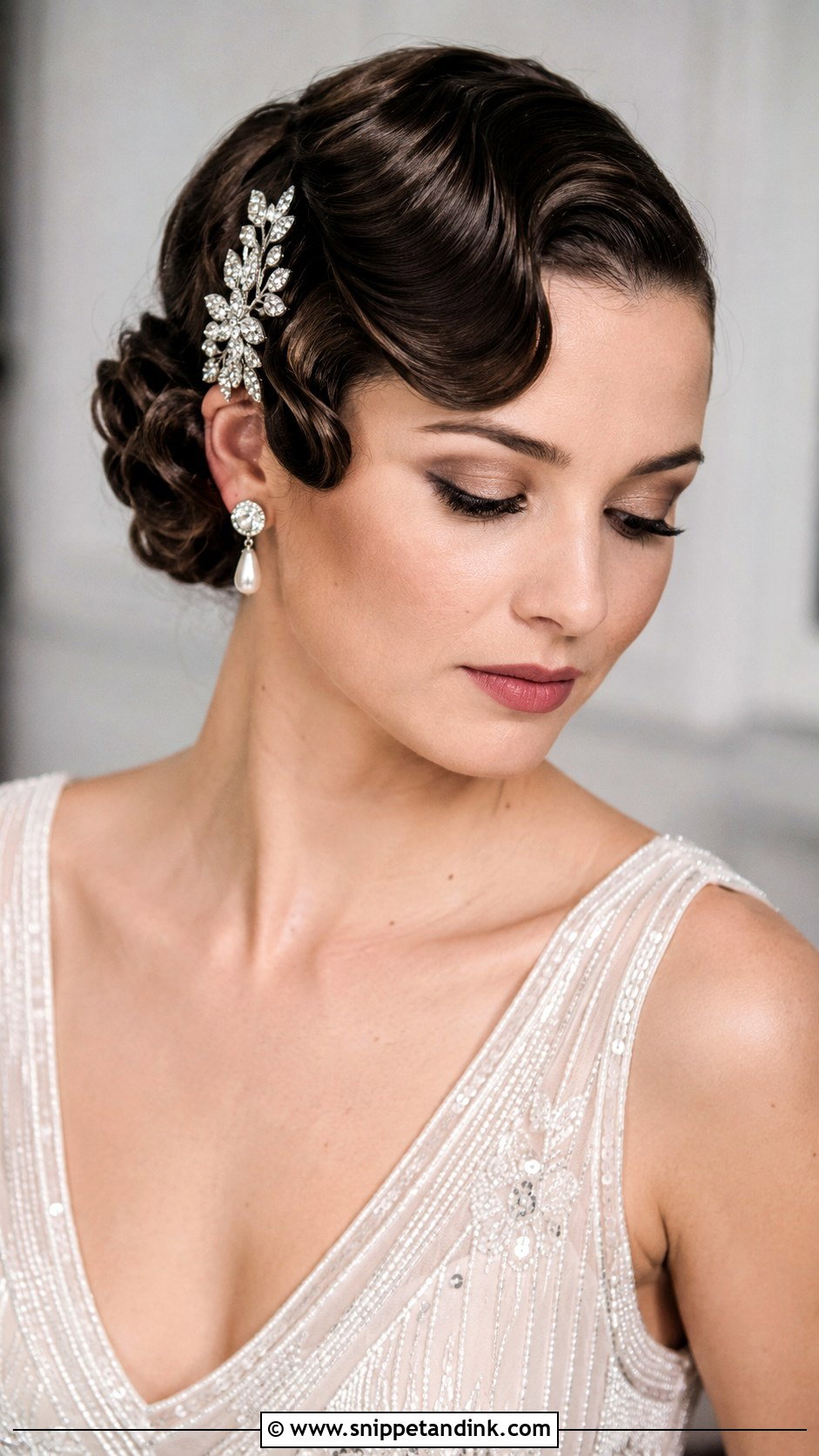 Vintage Finger Waves Pinned to One Side - Snippet and Ink - 25 One Side Pinned Back Wedding Hair Ideas