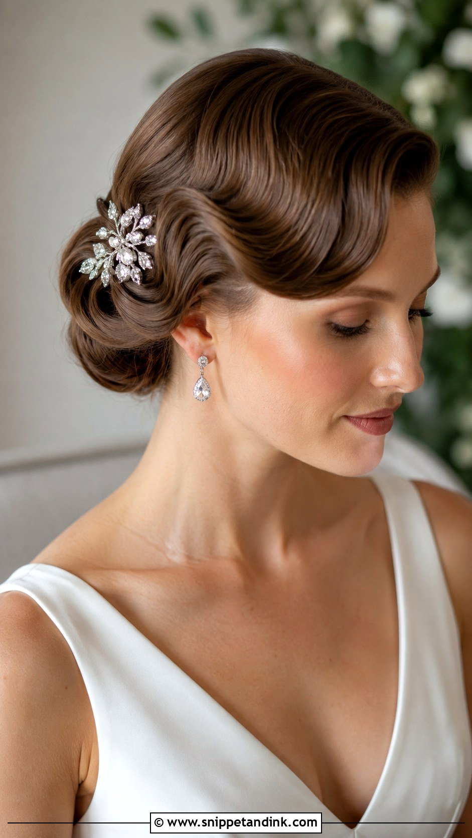 Vintage Finger Waves Updo - Snippet and Ink - 20 Round Face Bridal Hairstyles
