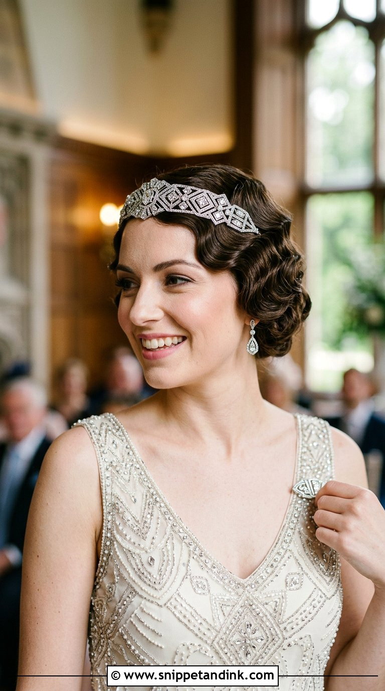 Vintage Finger Waves With Art Deco Headband - Snippet and Ink - 20 Bridal Hair with Headband Ideas