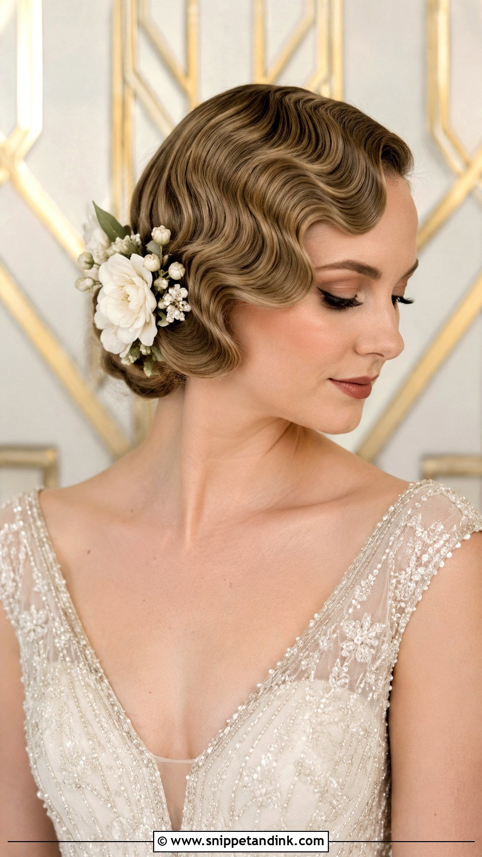 Vintage Finger Waves With Blooms - Snippet and Ink - 25 Wedding Hairstyles with Flowers