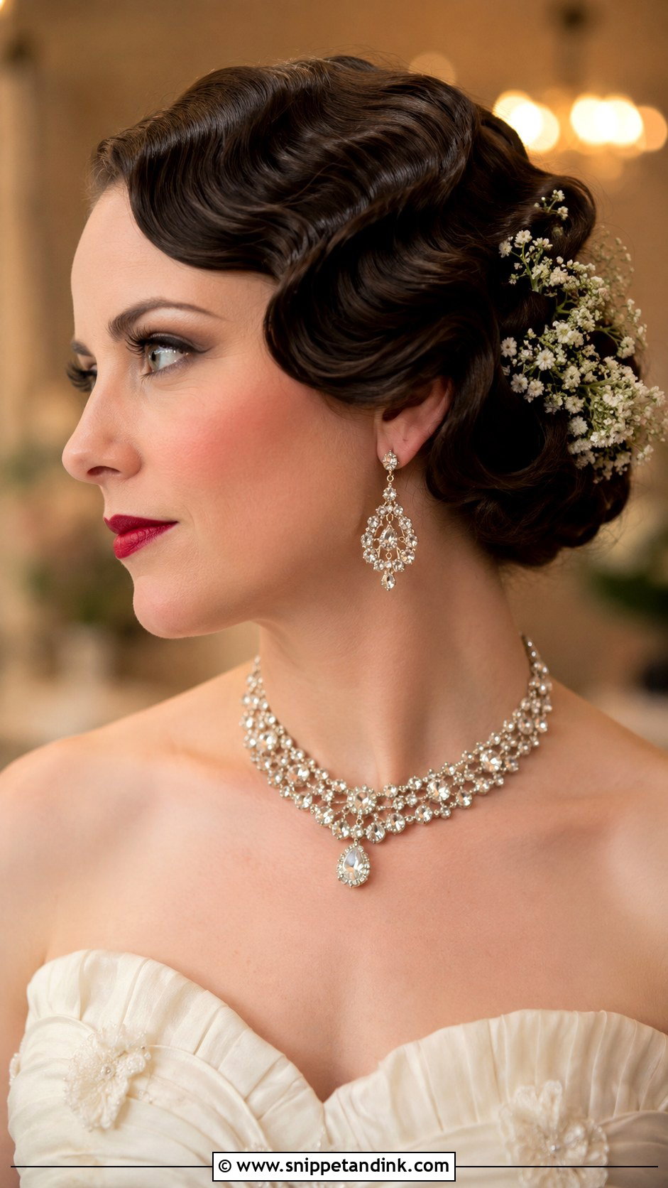 Vintage Finger Waves With Blooms - Snippet and Ink - 25 Wedding Hair Flowers