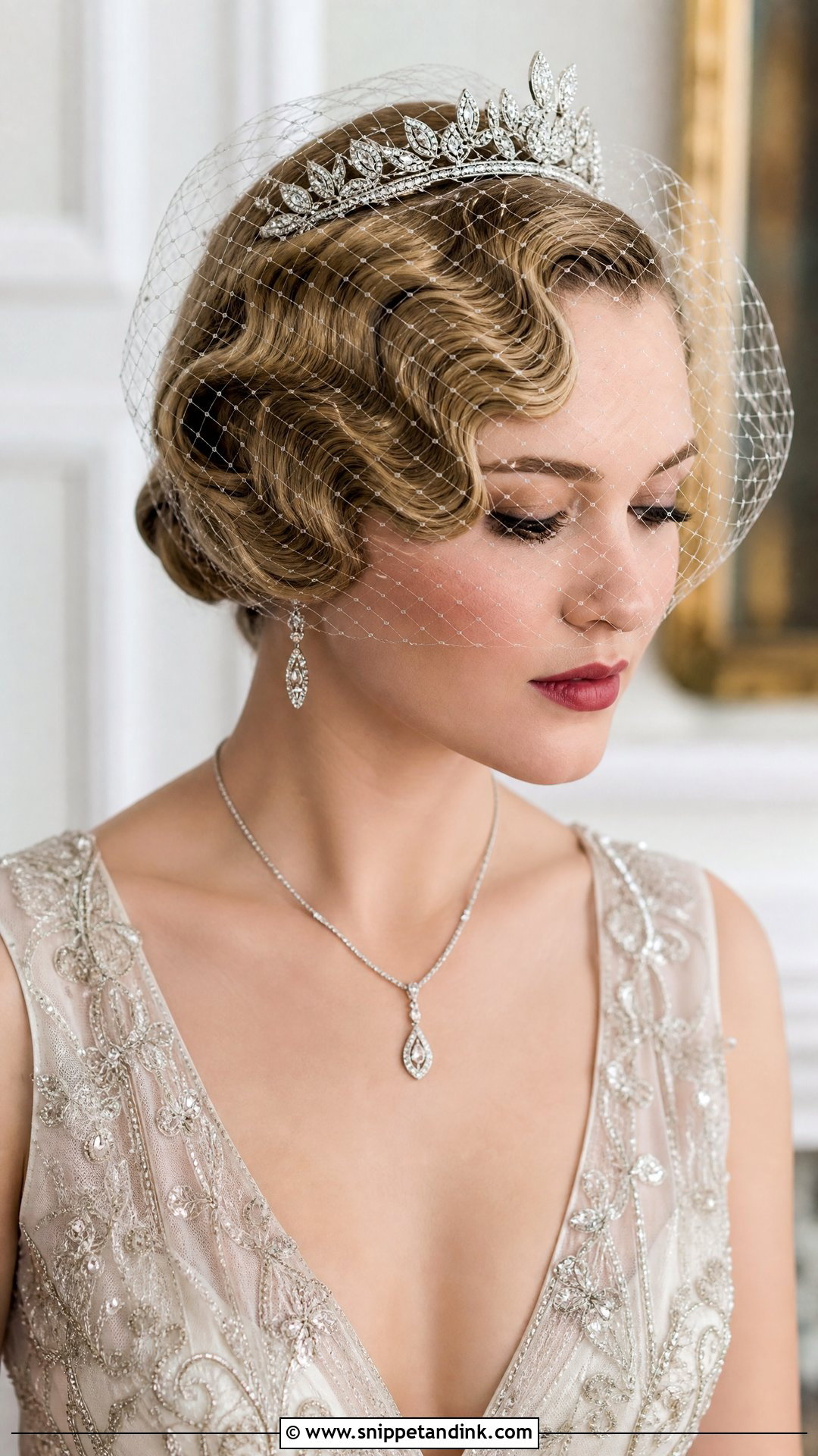Vintage Finger Waves With Crown - Snippet and Ink - 20 Christian Bride Hairstyle with Crown Ideas