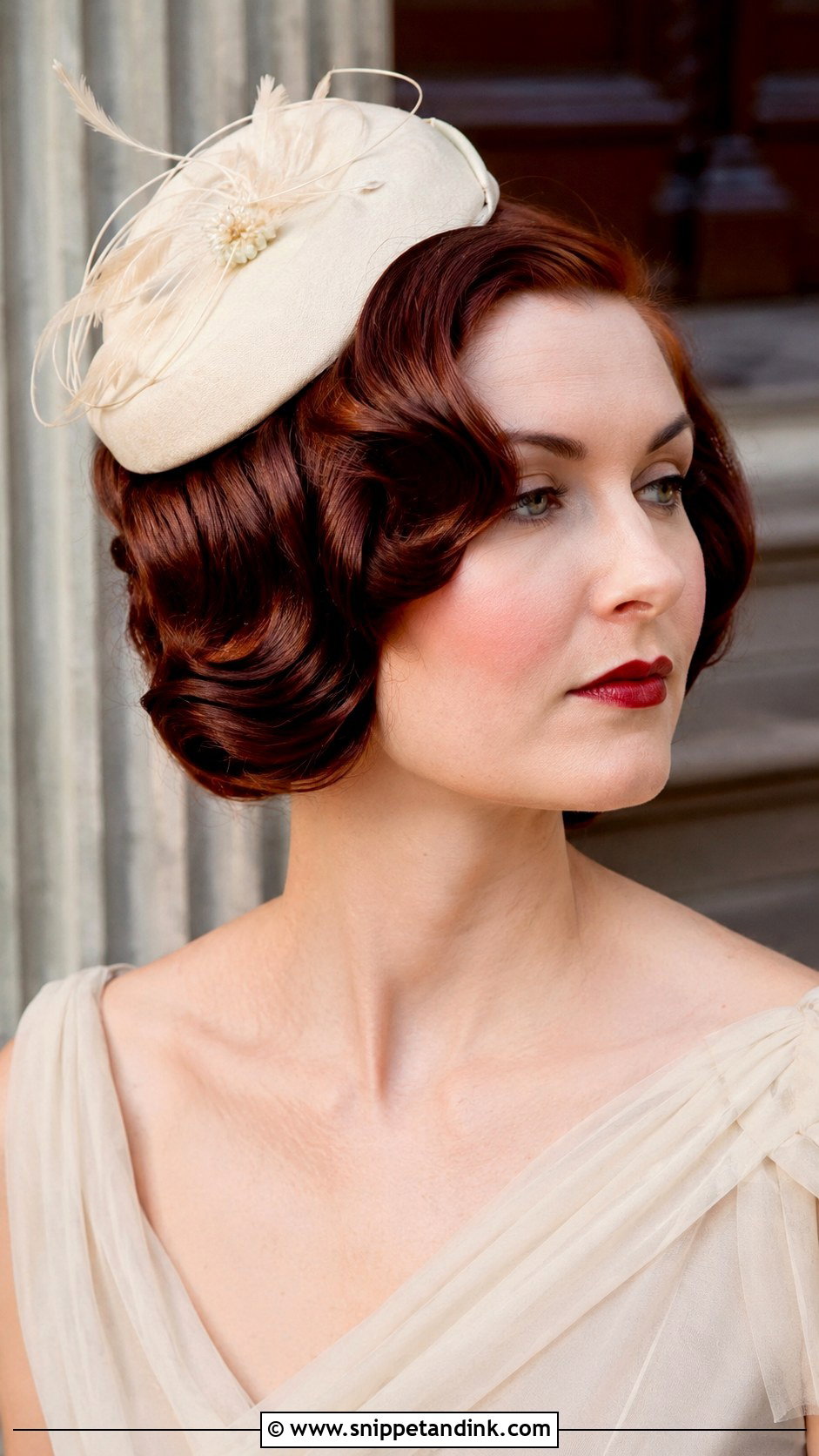 Vintage Finger Waves With Pillbox Fascinator - Snippet and Ink - 25 Facinators Wedding Hairstyles