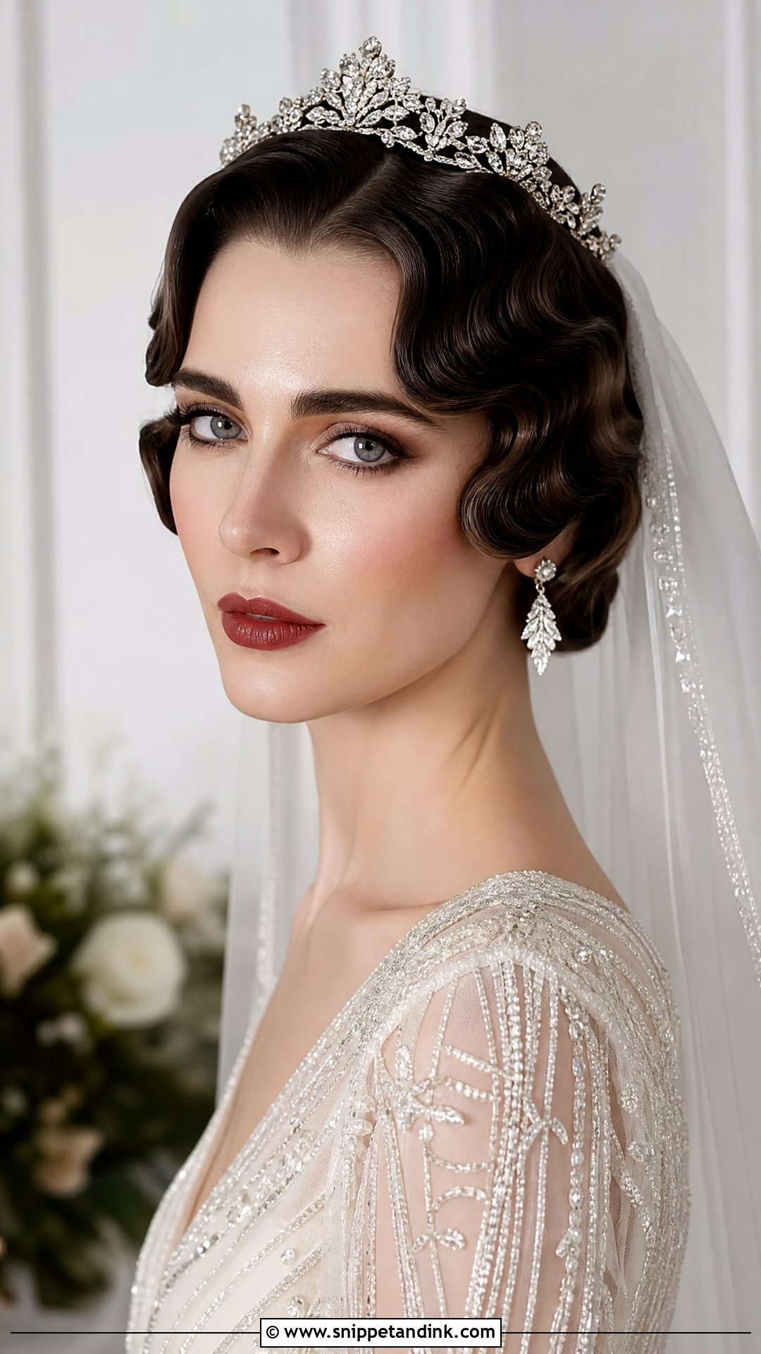 Vintage Finger Waves With Tiara - Snippet and Ink - 20 Wedding Crown Hairstyles