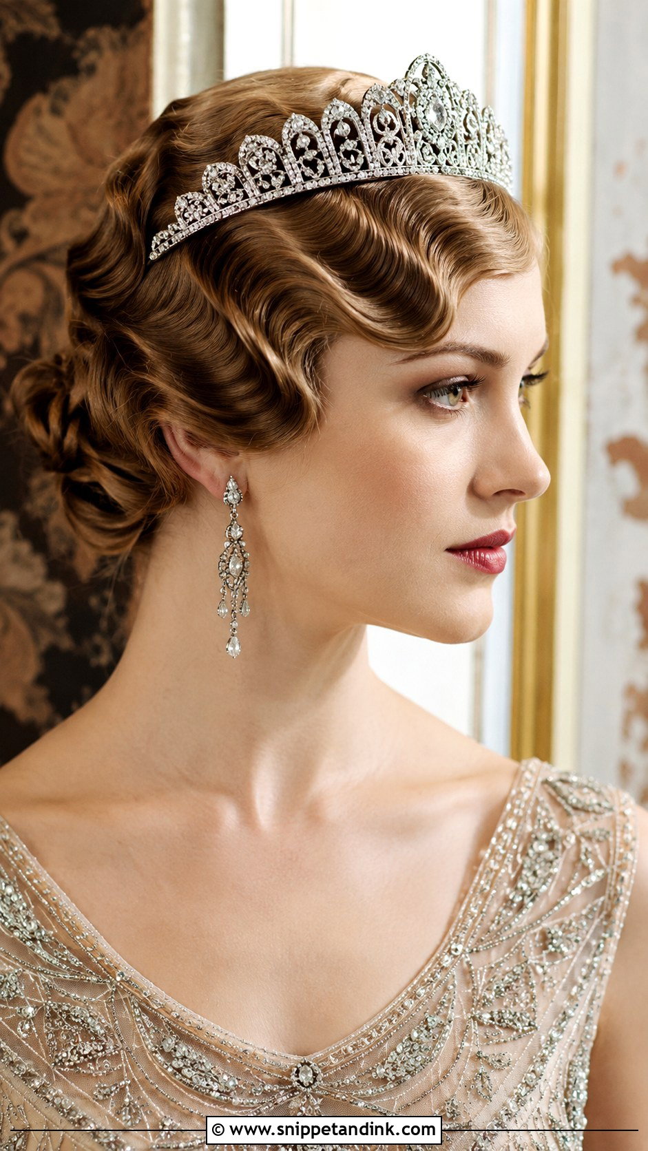 Vintage Finger Waves With Tiara - Snippet and Ink - 25 Wedding Hair with Tiara Ideas