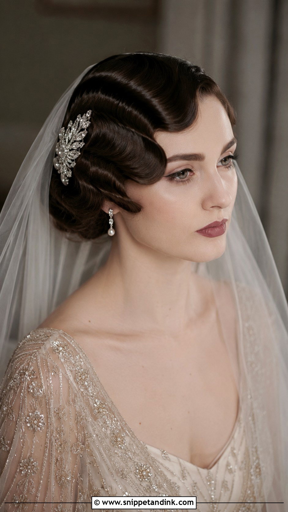 Vintage Finger Waves With Veil - Snippet and Ink - 20 Hairstyles with Veil