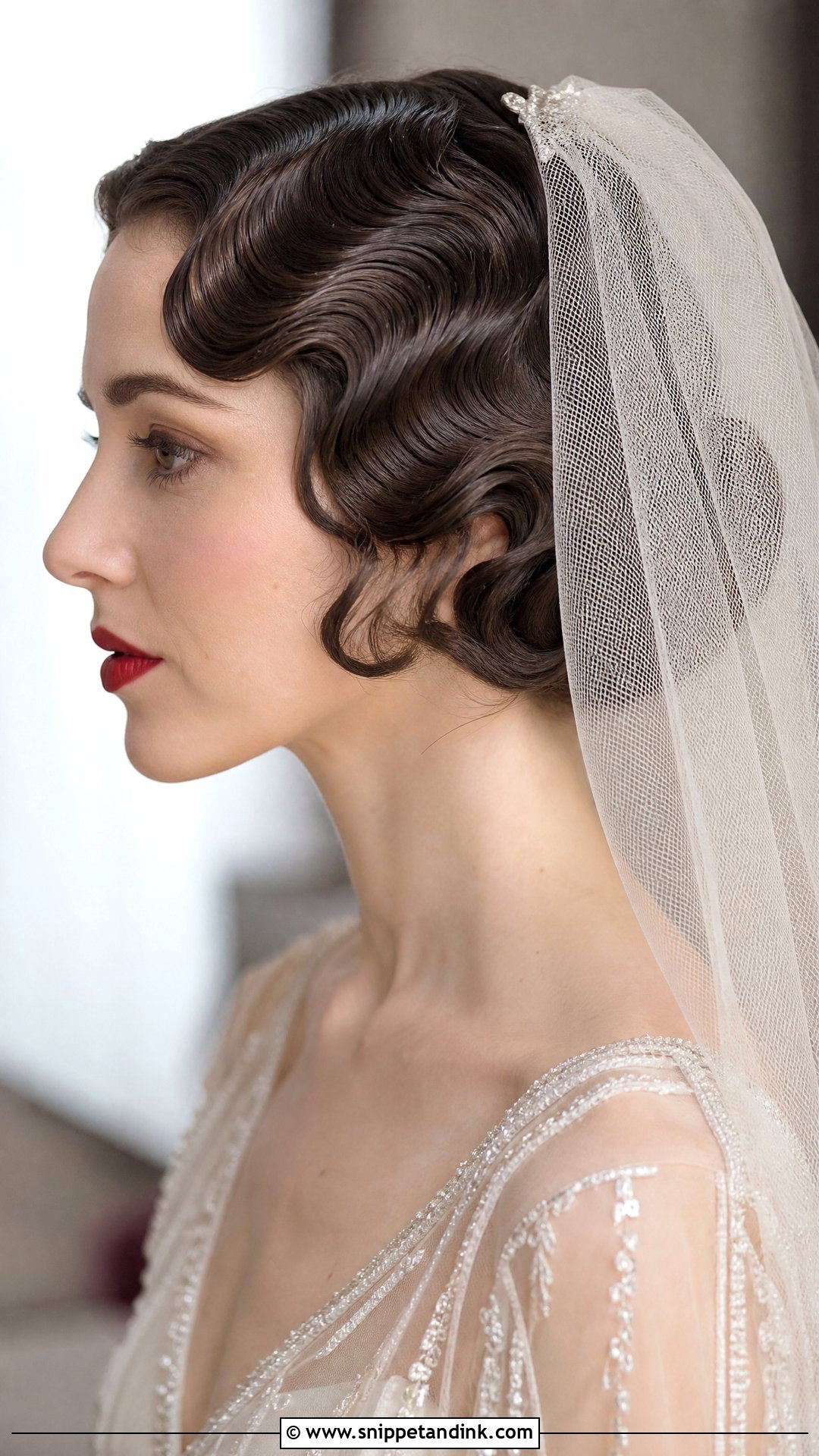 Vintage Finger Waves With Veil - Snippet and Ink - 20 Hair with Veil Ideas