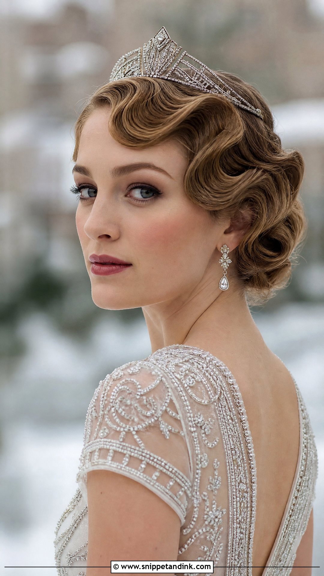 Vintage Finger Waves With a Tiara - Snippet and Ink - 20 Tiara Wedding Hair Ideas