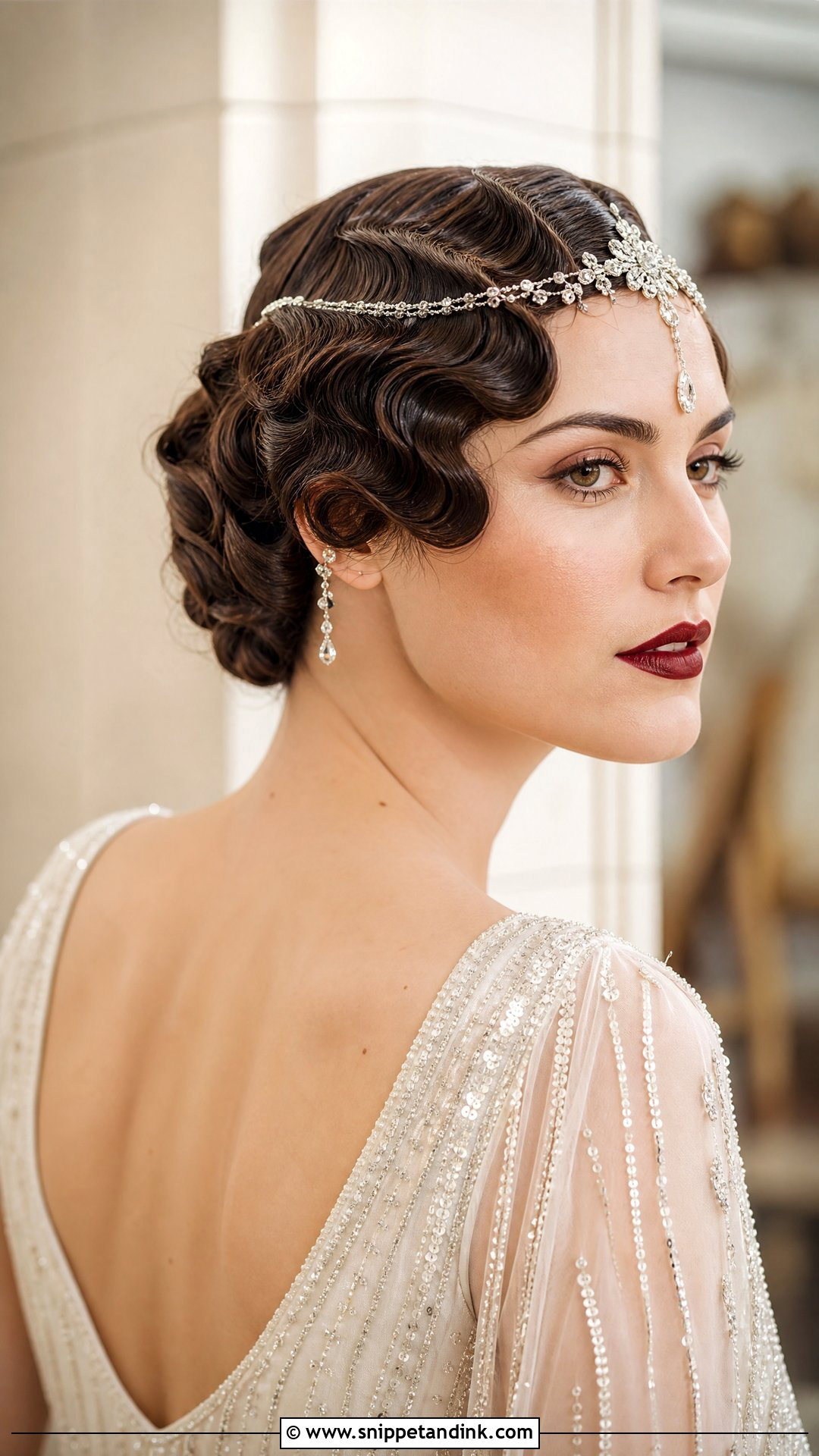 Vintage Finger Waves for Brunette Brides - Snippet and Ink - 20 Dark Hair Wedding Hairstyles Brides