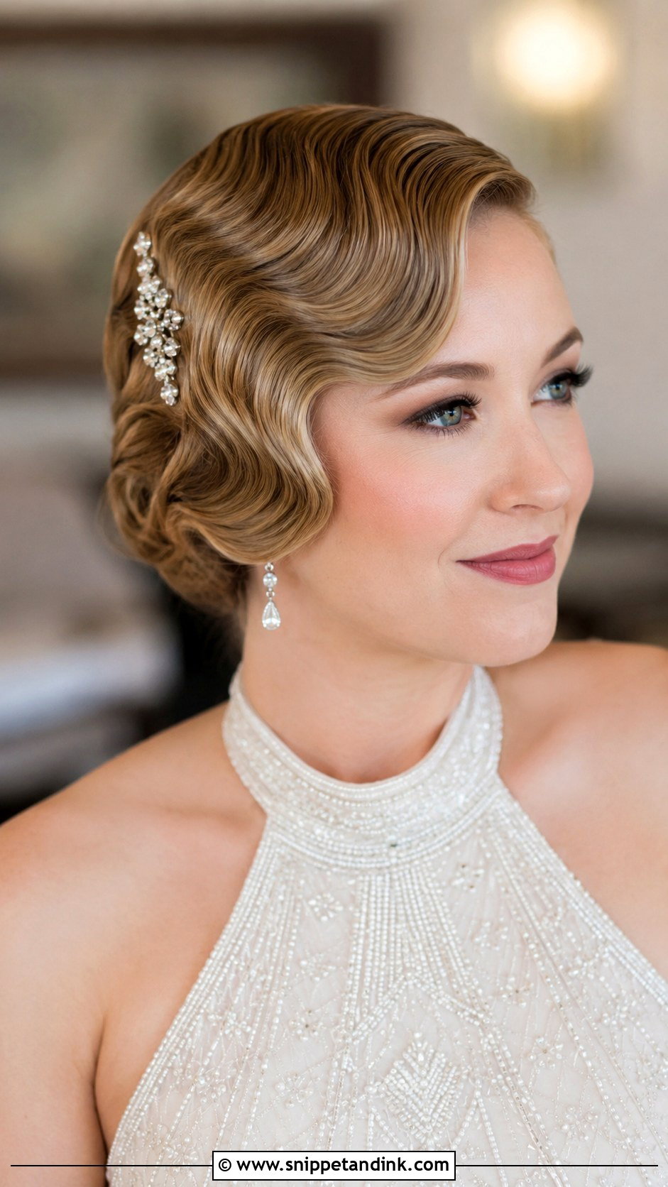 Vintage Finger Waves for Halter Gown - Snippet and Ink - 20 Halter Neck Wedding Hairstyles