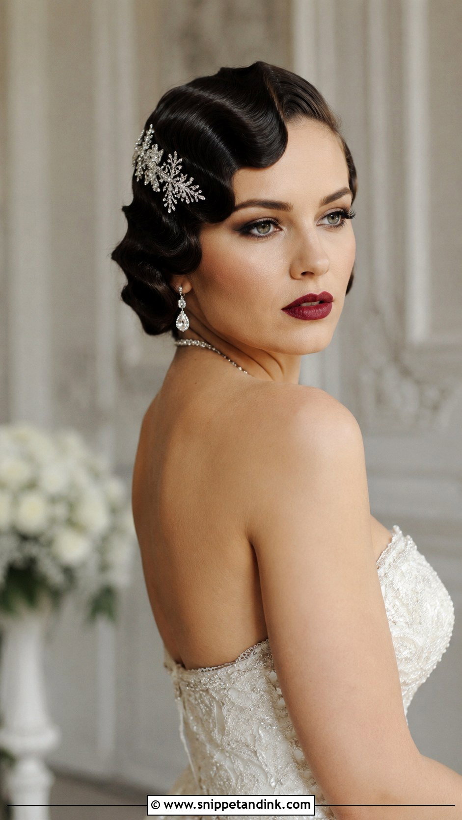 Vintage Finger Waves for Strapless Gown - Snippet and Ink - 25 Wedding Hairstyles for Strapless Dress