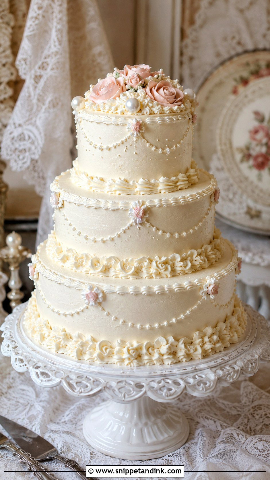 Vintage Floral Wedding Cake - Snippet and Ink - 20 Floral Cake Designs for Wedding