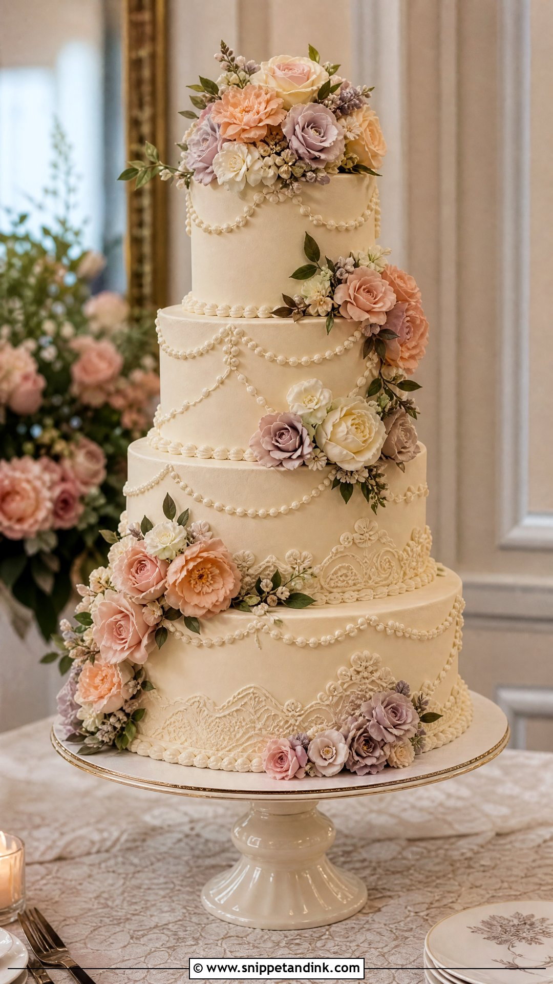 Vintage Floral Wedding Cake - Snippet and Ink - 30 Vintage Wedding Cake Ideas